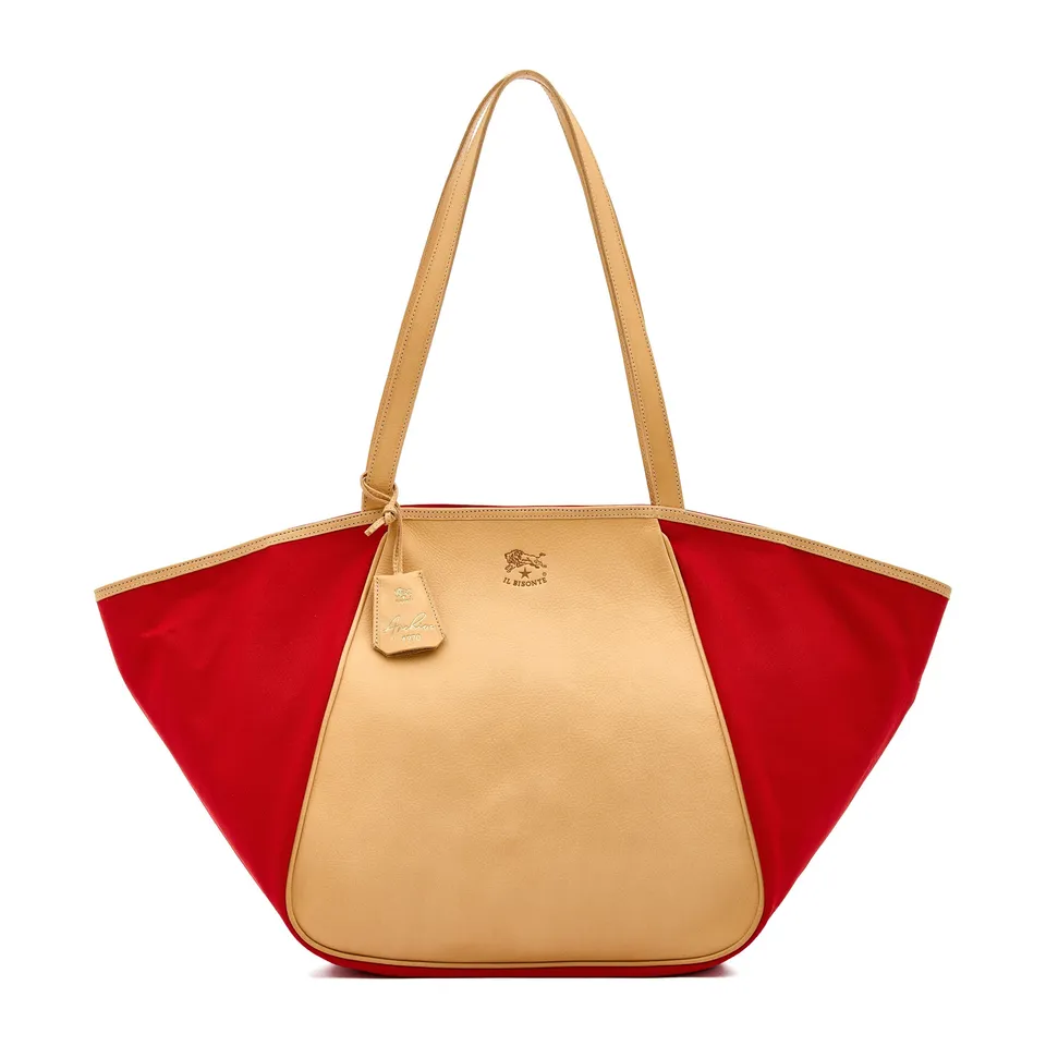 Il Bisonte Archive 1970 Shopper Rot Natur Stoff