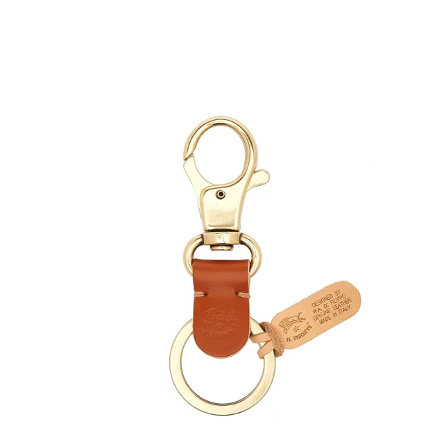Il Bisonte Schlüsselanhänger Vollleder Karamell mit Karabiner