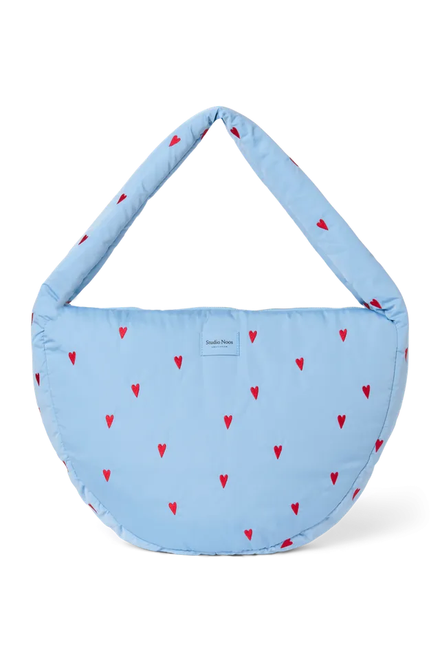 Studio Noos Puffy Cross Body Bag Umhängetasche Light Blue Hearts