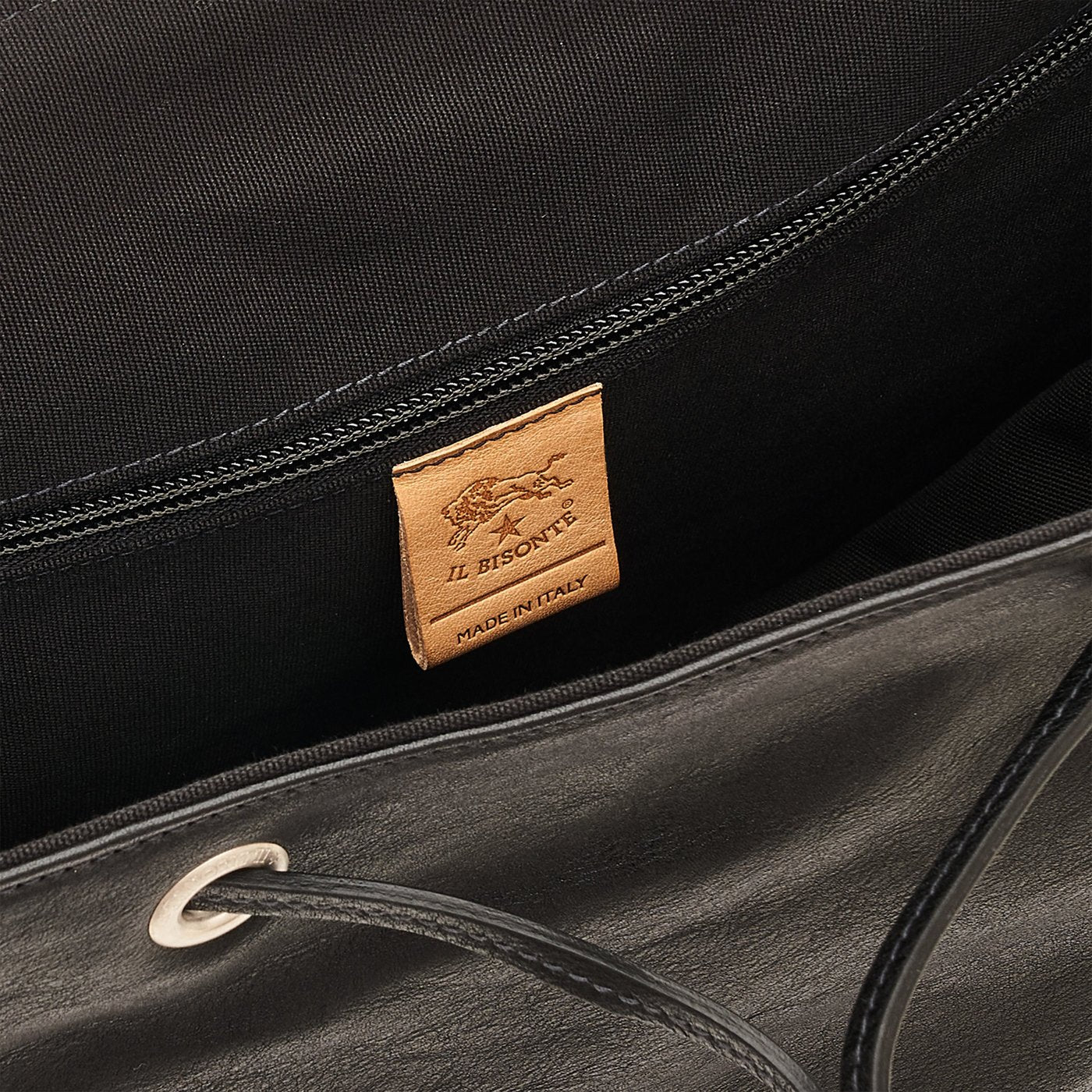 Il Bisonte Trappola Rucksack Schwarz Vollleder
