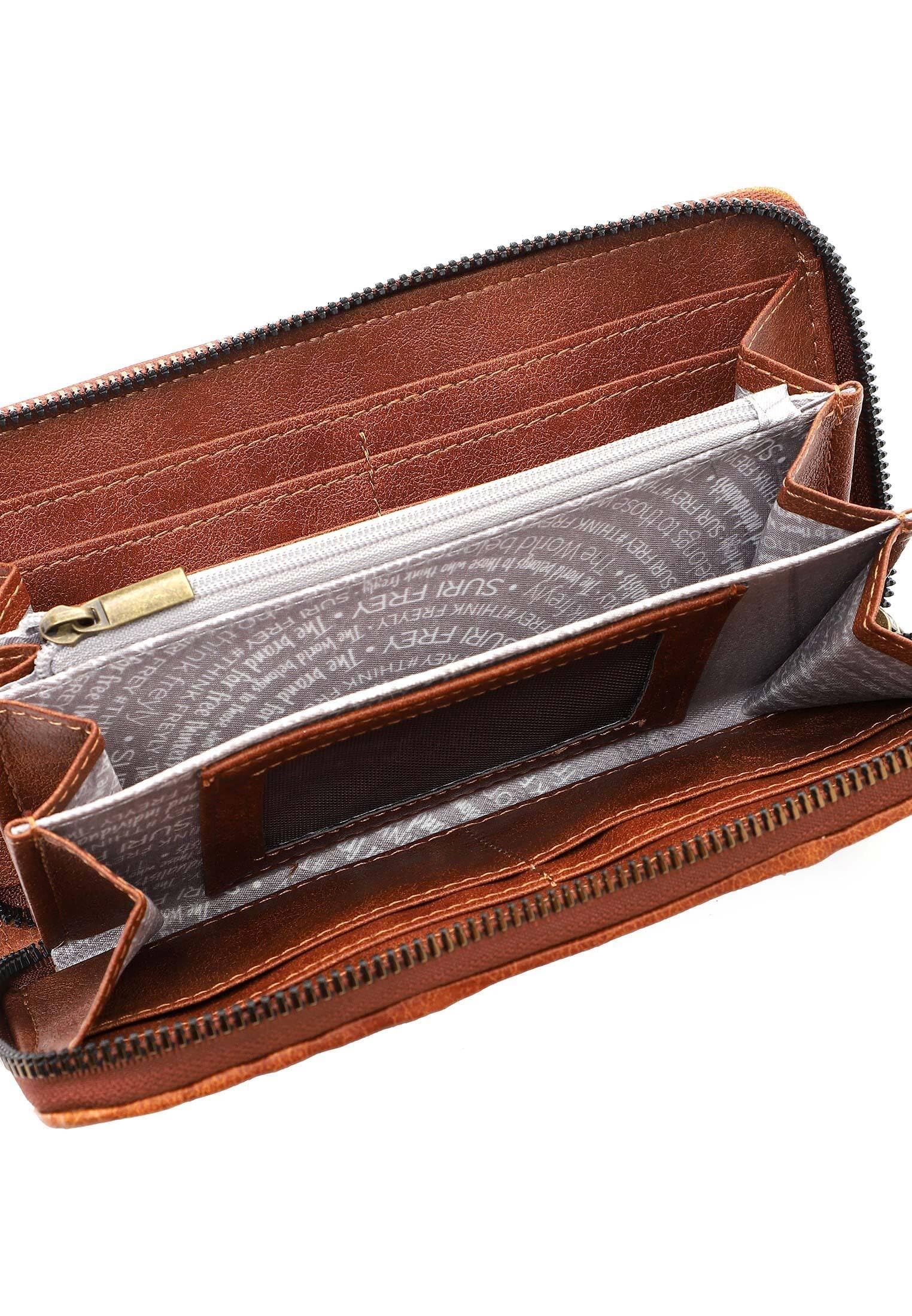 SURI FREY Bly Zip Around Geldbörse Cognac Patchwork