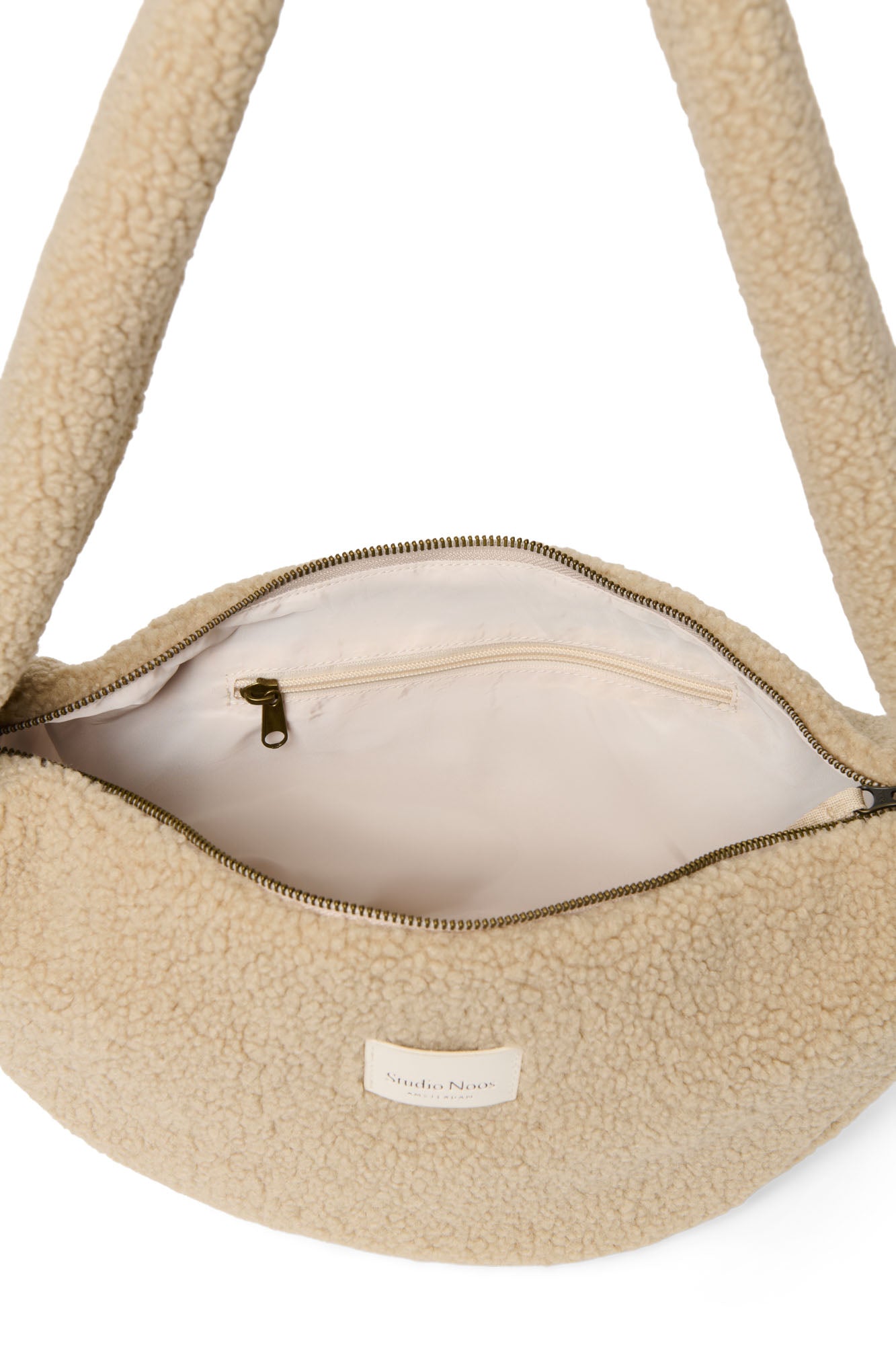 Studio Noos Teddy Mini Cross Body Bag Umhängetasche Ecru Plüsch