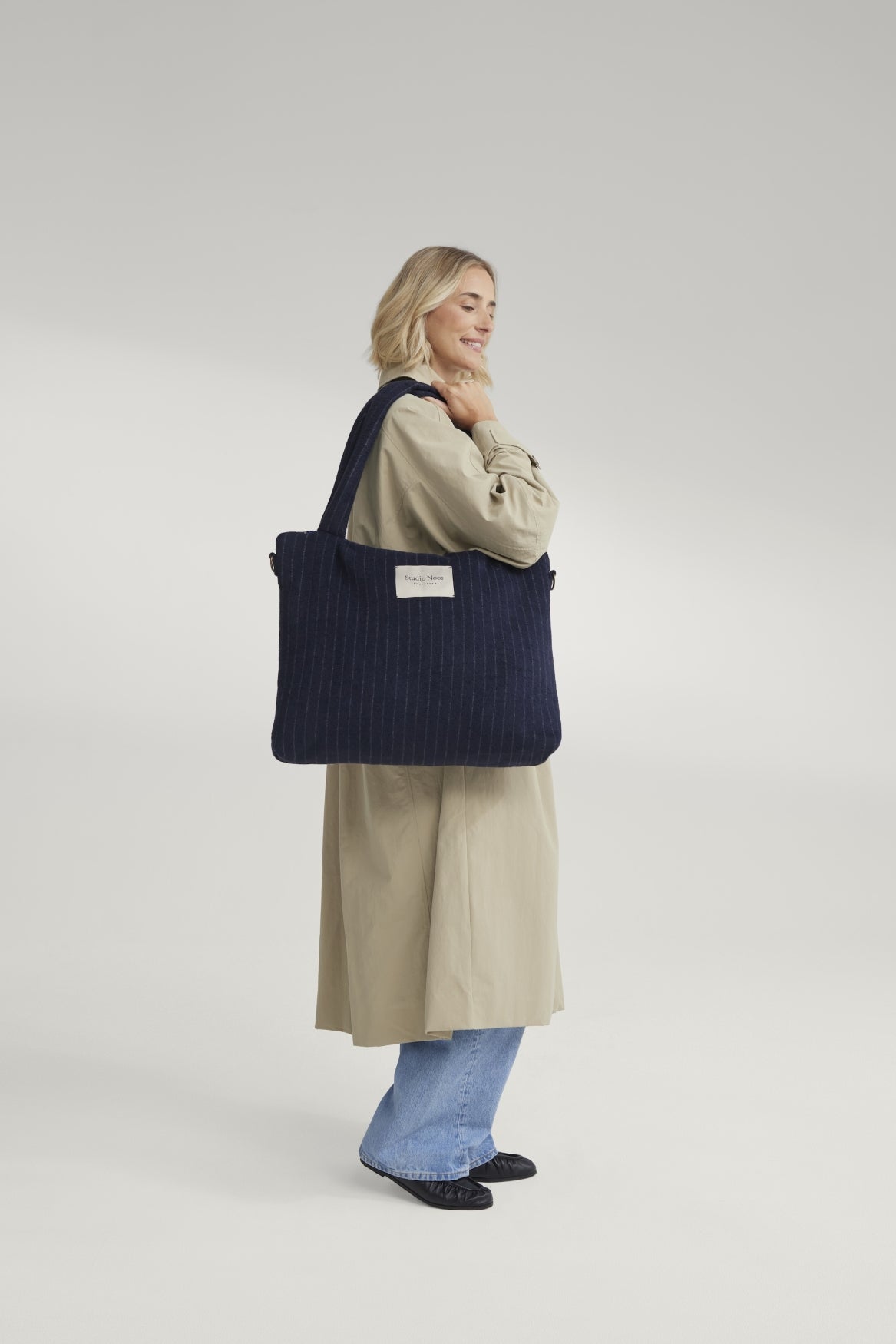 Studio Noos Chalkstripe Wickeltasche Dunkelblau Flanell