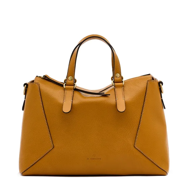 Il Bisonte Storia Boston Handtasche Leder narzissengelb