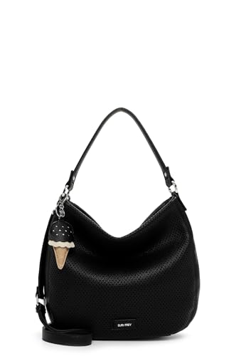 SURI FREY Cilly Bucket Bag L Schultertasche Schwarz gelocht