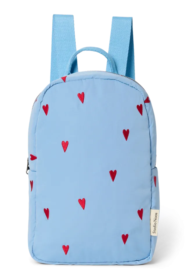 Studio Noos Puffy Mini Backpack Rucksack Light Blue Hearts