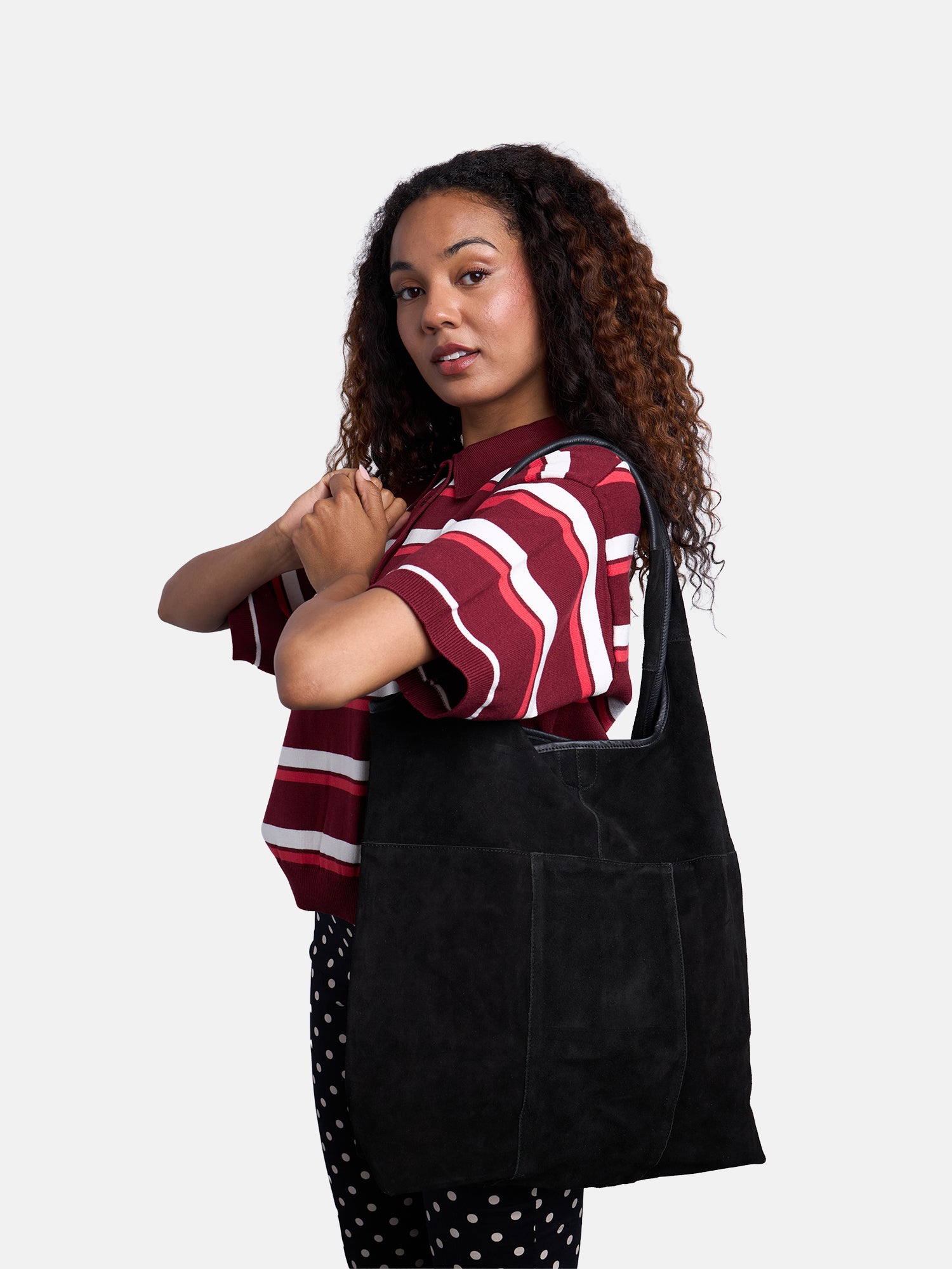 RE:DESIGNED Lyra Suede 6683 Shopper Schwarz Vollleder