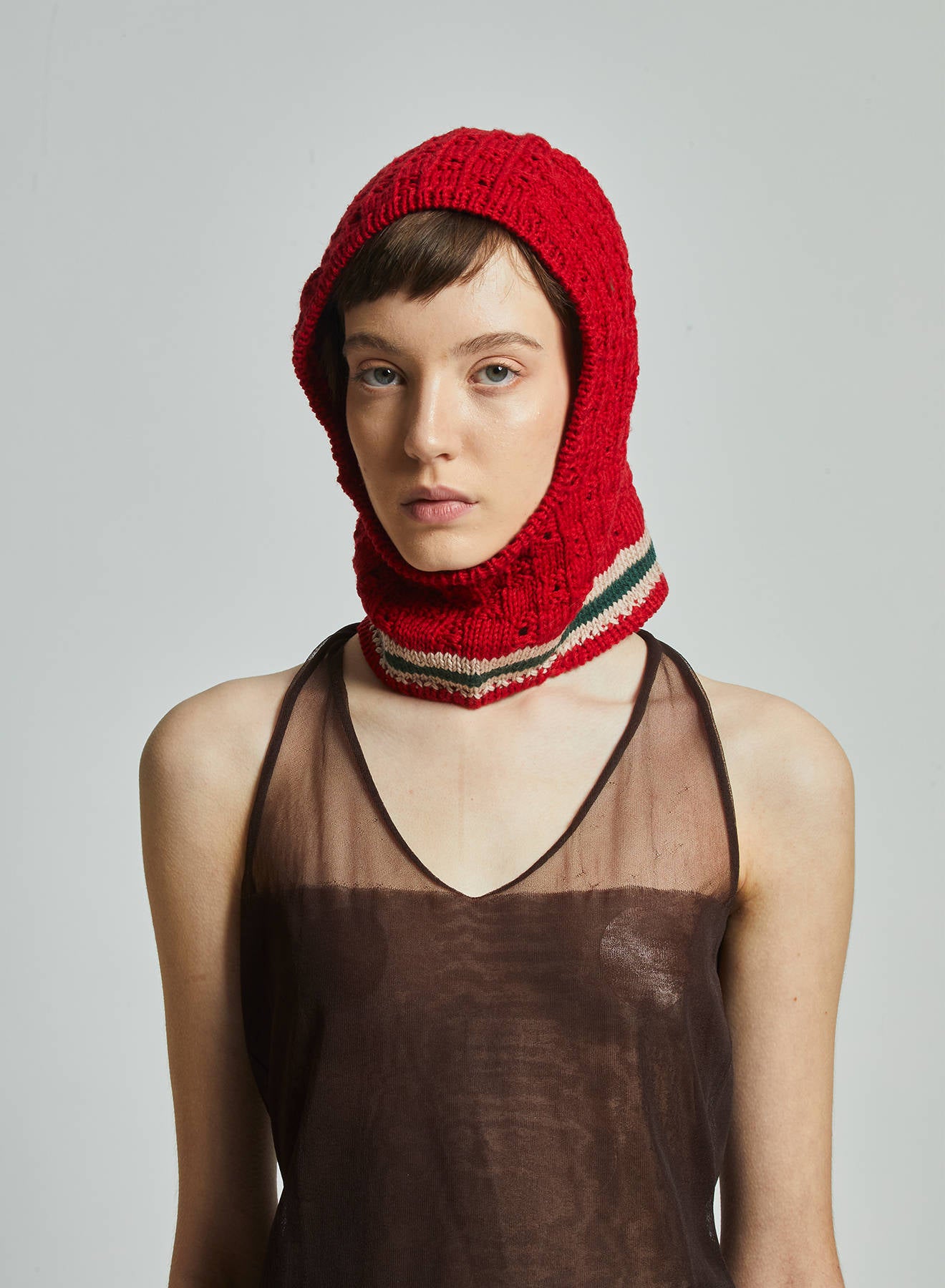 Maria la Rosa Nora Balaclava Rot Wolle Sturmhaube