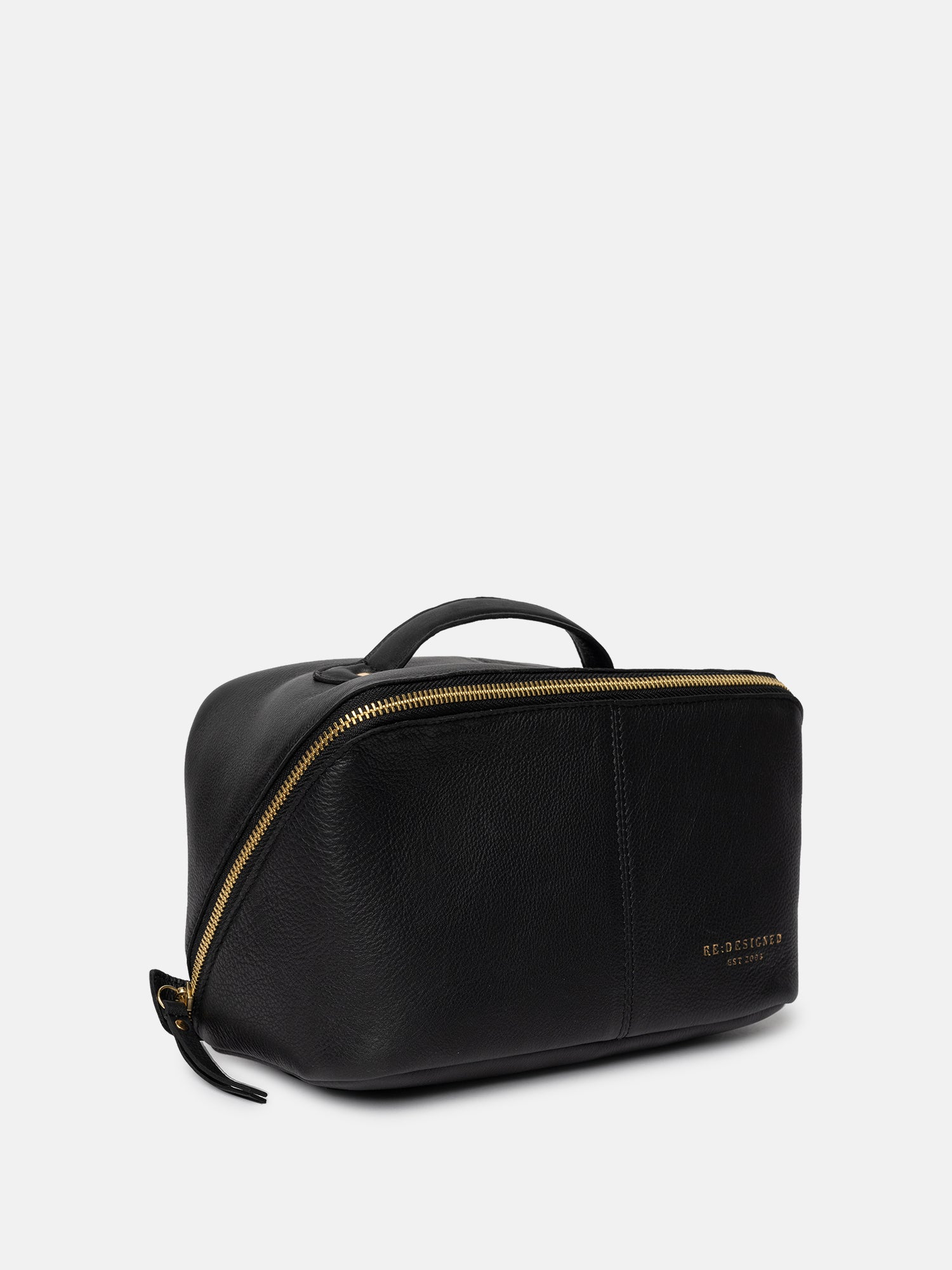 RE:DESIGNED Halima Small Kulturtasche Schwarz Gold Vollleder