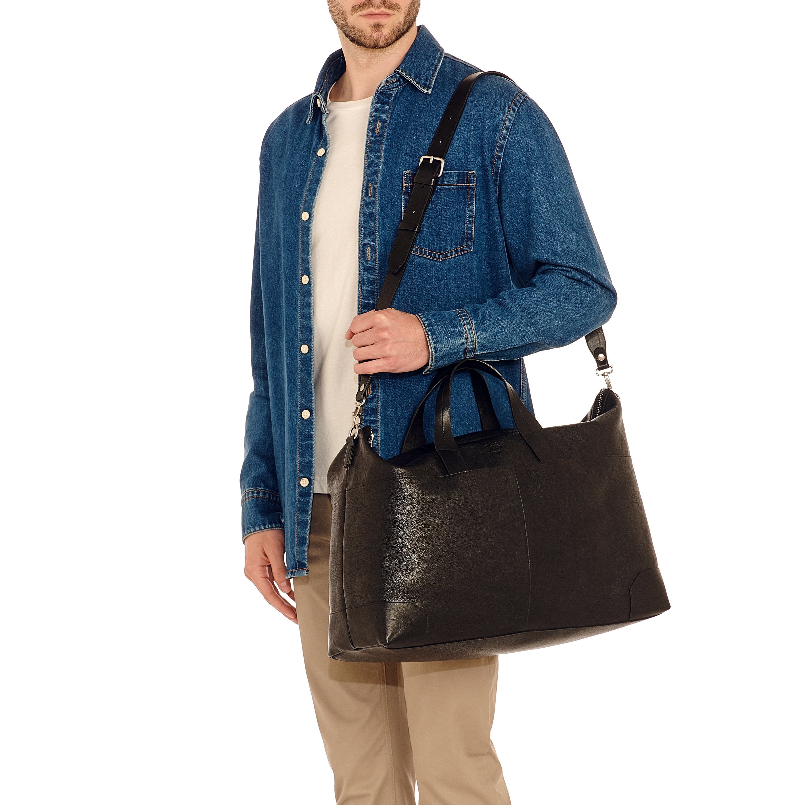 Il Bisonte Galileo Reisetasche Schwarz Vollleder