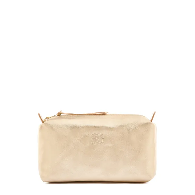 Il Bisonte Beautycase platin Metallic Rindsleder