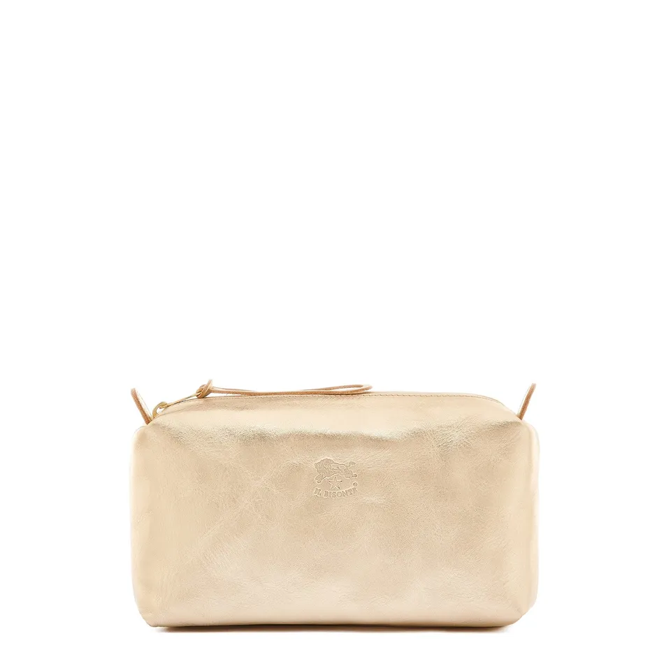 Il Bisonte Beautycase platin Metallic Rindsleder