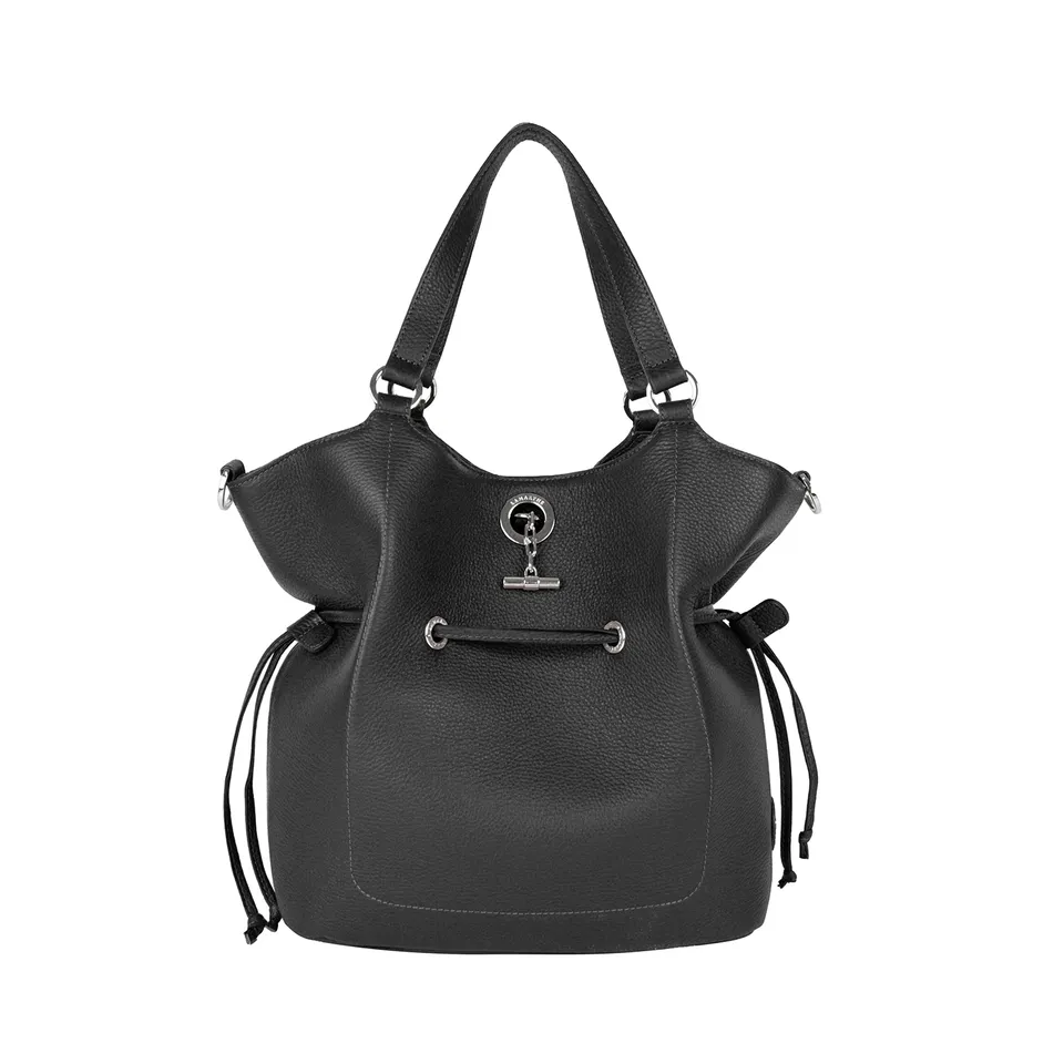 Lamarthe Paris M Schultertasche Schwarz Vollleder