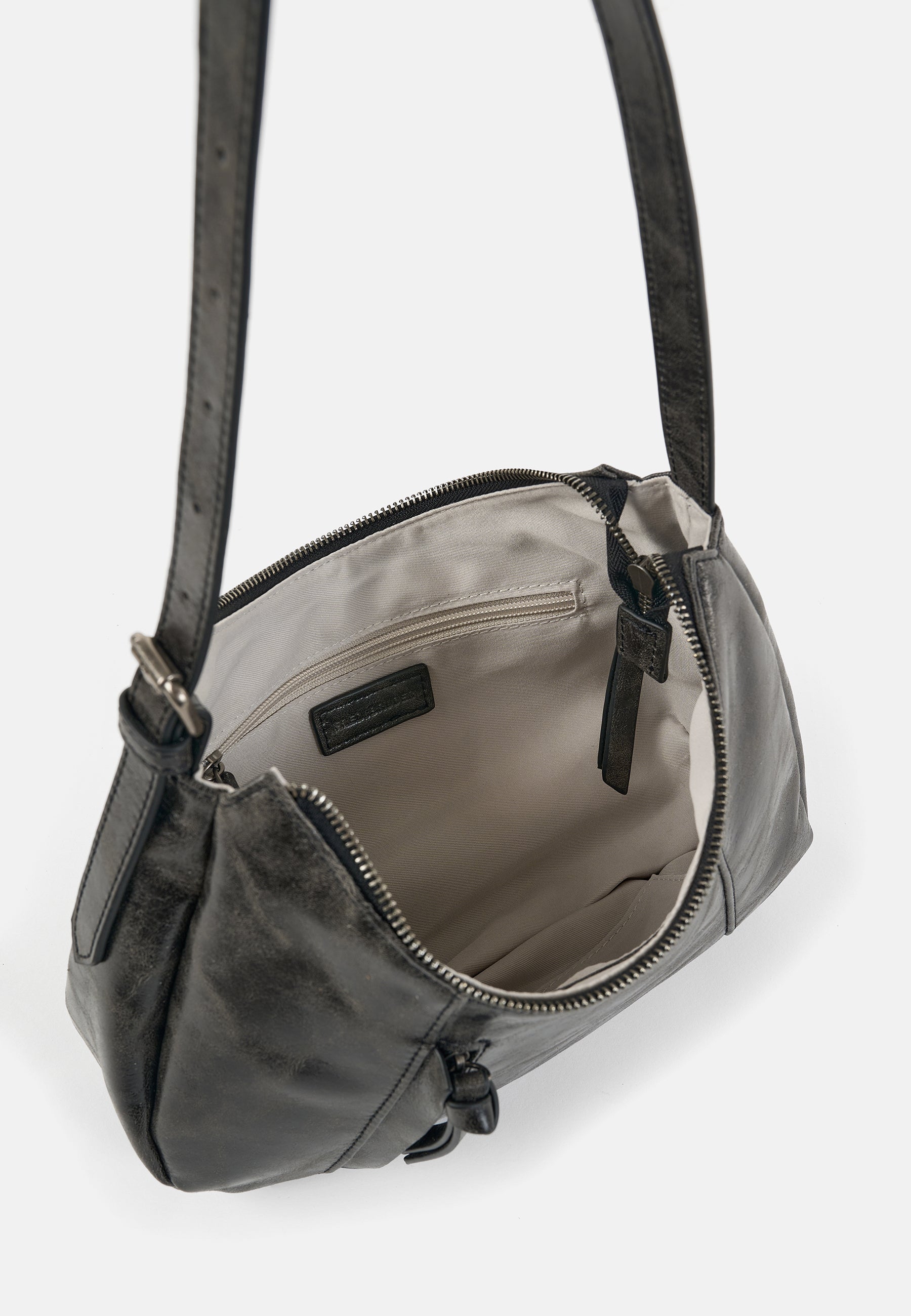FREDsBRUDER Ever Faded Midi Hobo faded black Leder