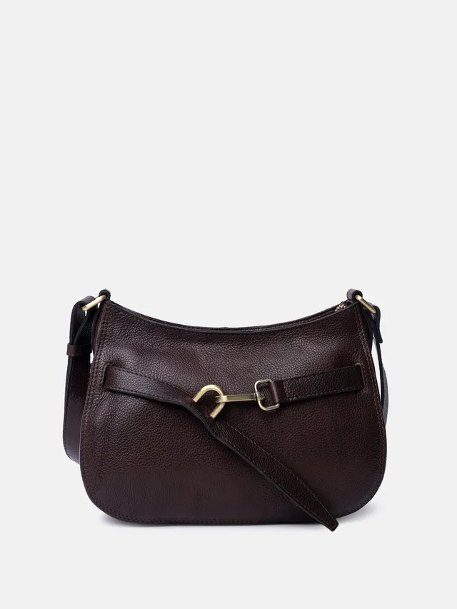RE:DESIGNED Sif Small Umhängetasche Dunkelbraun Leder