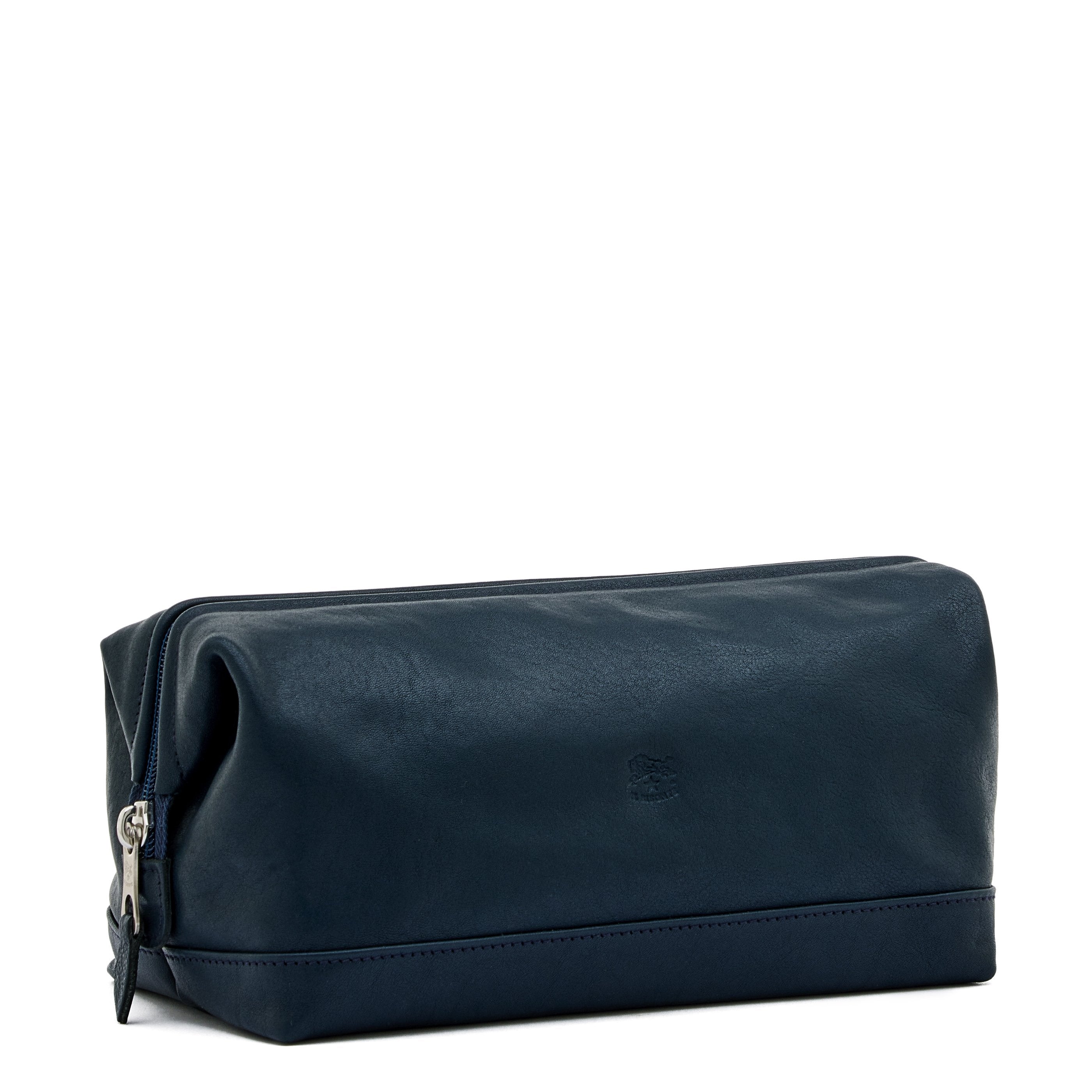 Il Bisonte Populonia Kulturtasche Mitternachtsblau Rindsleder