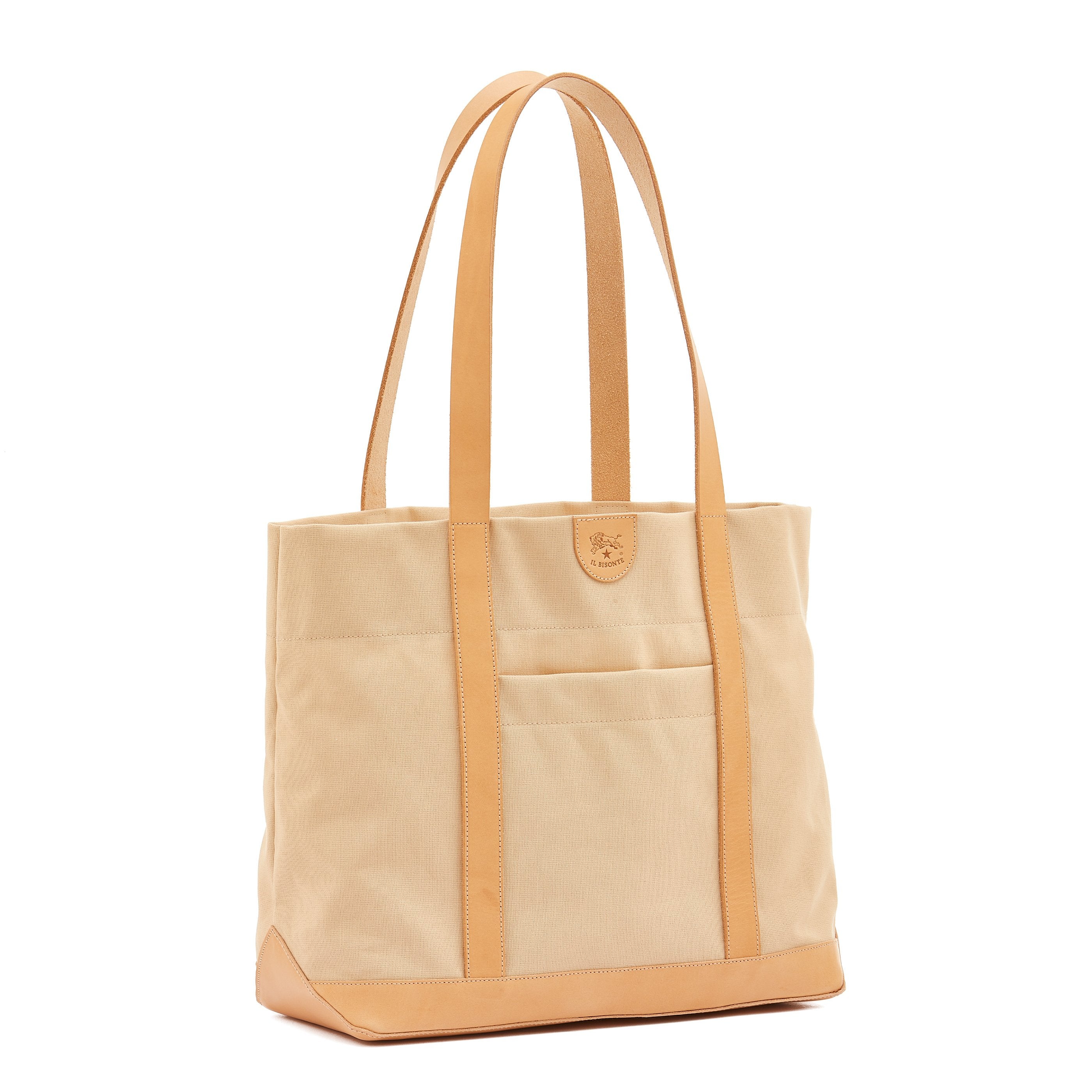 Il Bisonte Schultertasche naturale Canvas + Leder