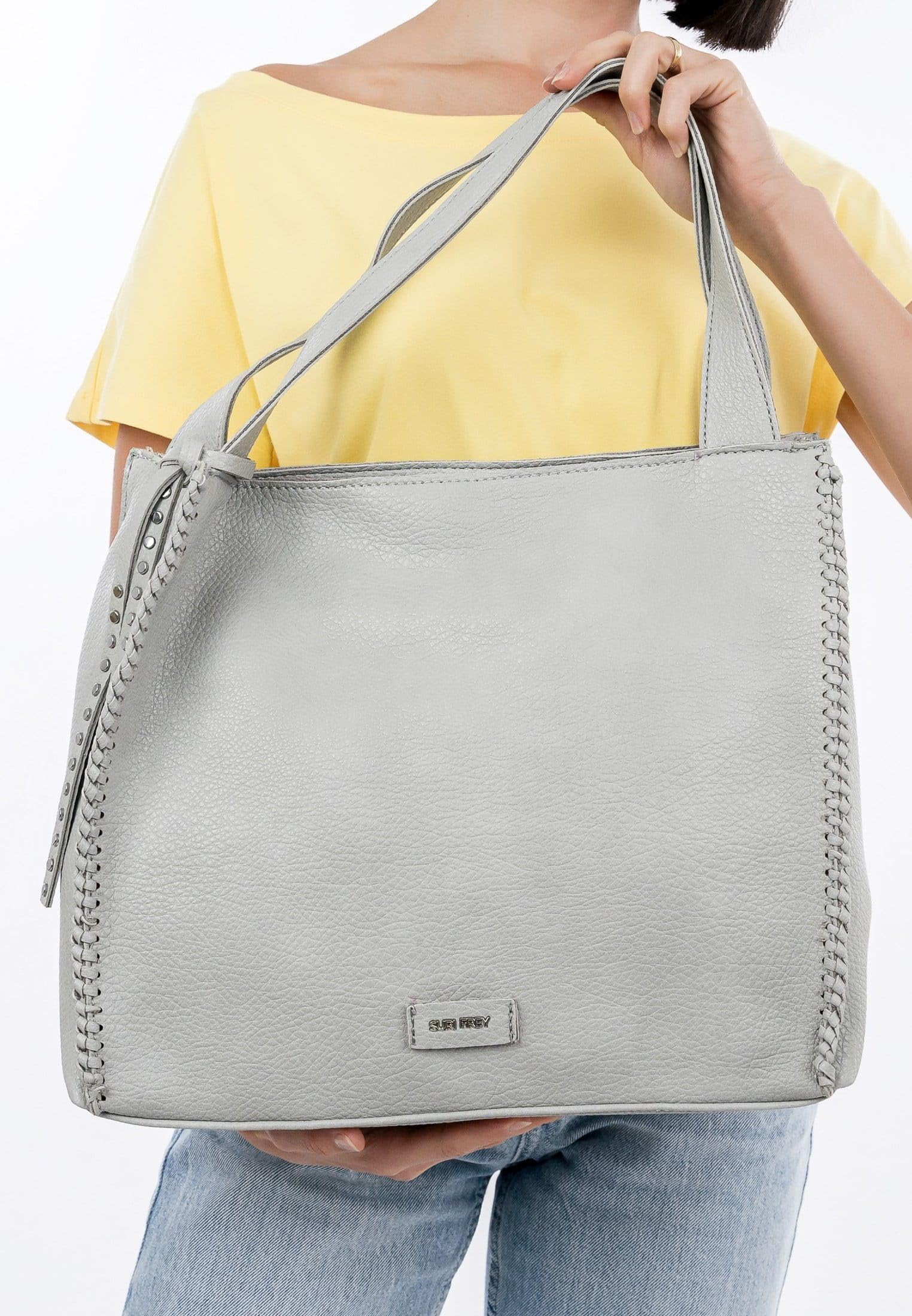 SURI FREY Franzy Cityshopper M Schultertasche Hellgrau DIN A4