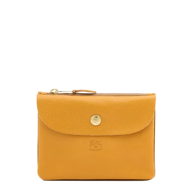 Il Bisonte Clutch Rindsleder gelb narciso Reissverschluss