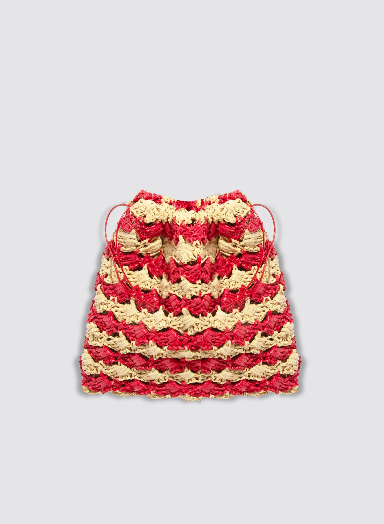 Maria la Rosa Crochet Lace Pouch Beutel Natural Häkel-Rafia
