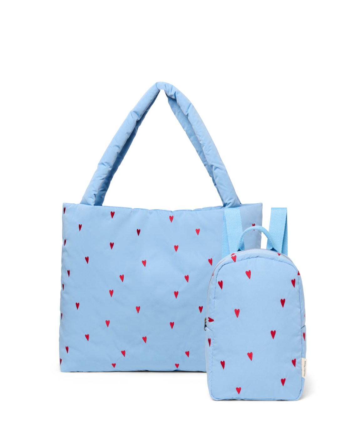 Studio Noos Puffy Geschenkset Light Blue Hearts Taschenset