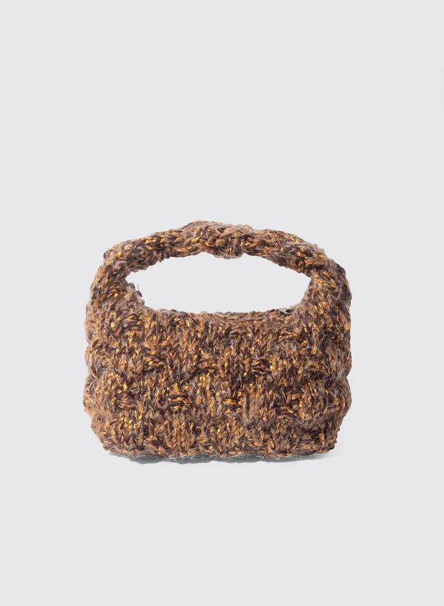 Maria la Rosa Nappy Schultertasche Wolle Bronze