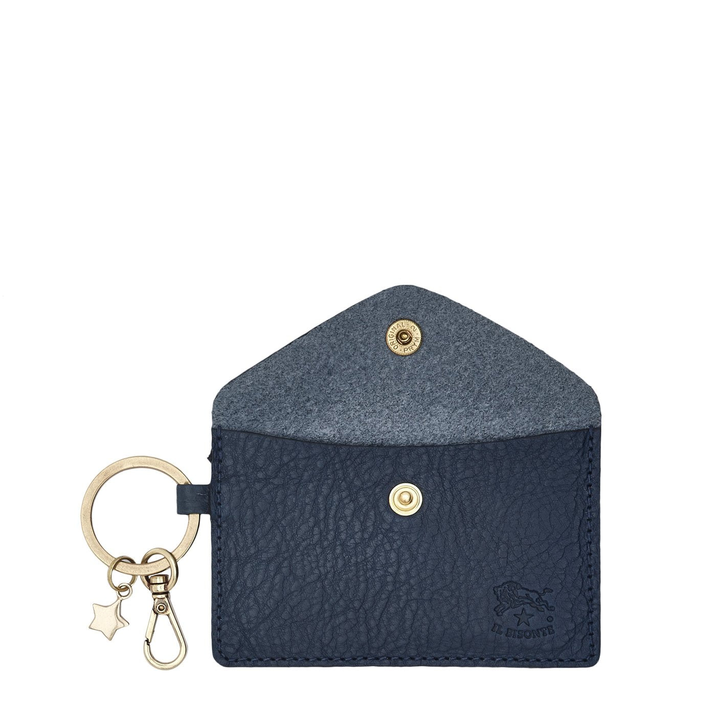 Il Bisonte Scarlino Schlüsselanhänger Blau Leder