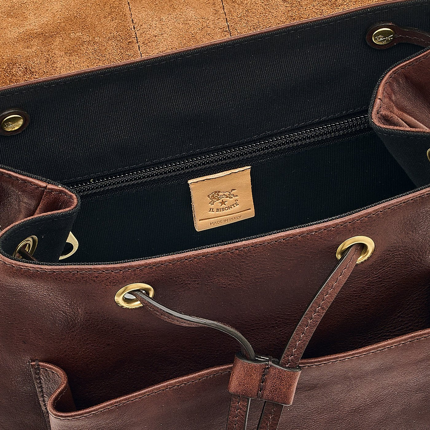 Il Bisonte 1990 Rucksack Leder kaffee Damen Vintage