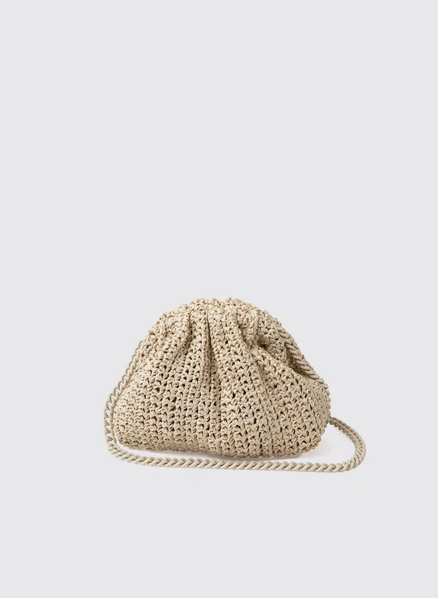 Maria la Rosa Mini Game Bag Crochet Clutch Ecru Raffia
