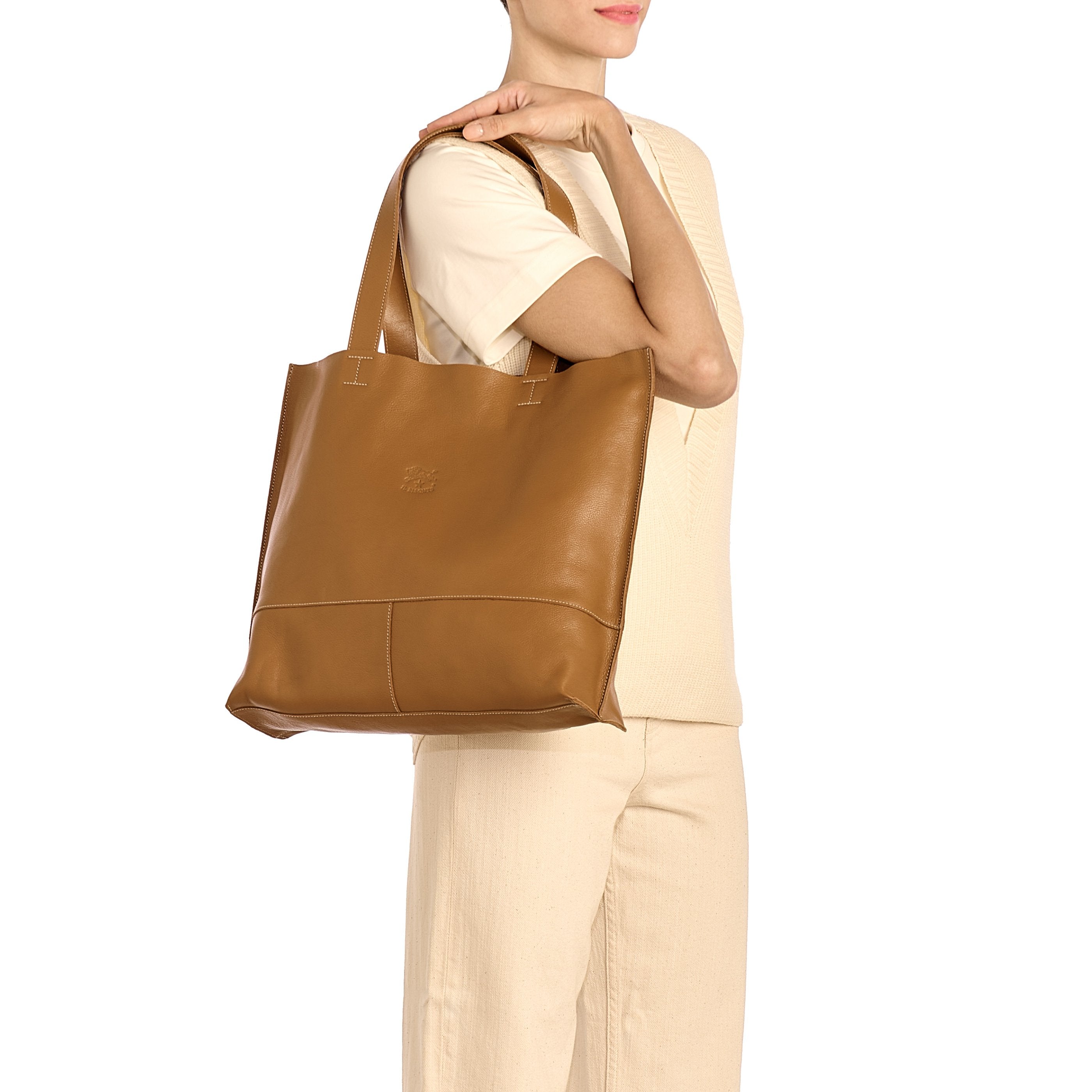 Il Bisonte Talamone Shopper Rindsleder gianduia