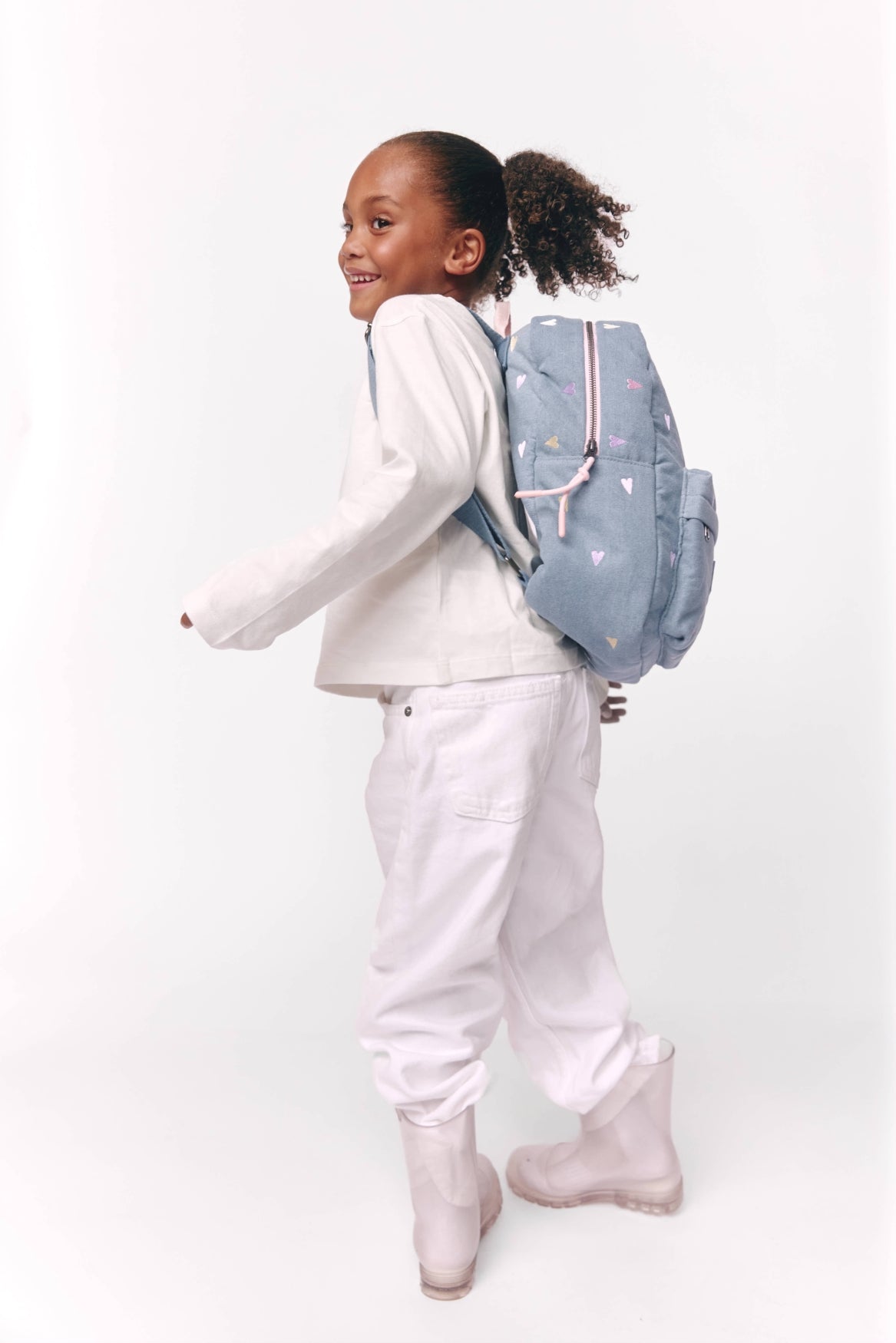Studio Noos Denim Midi Rucksack Hellblau Herzen Kinder