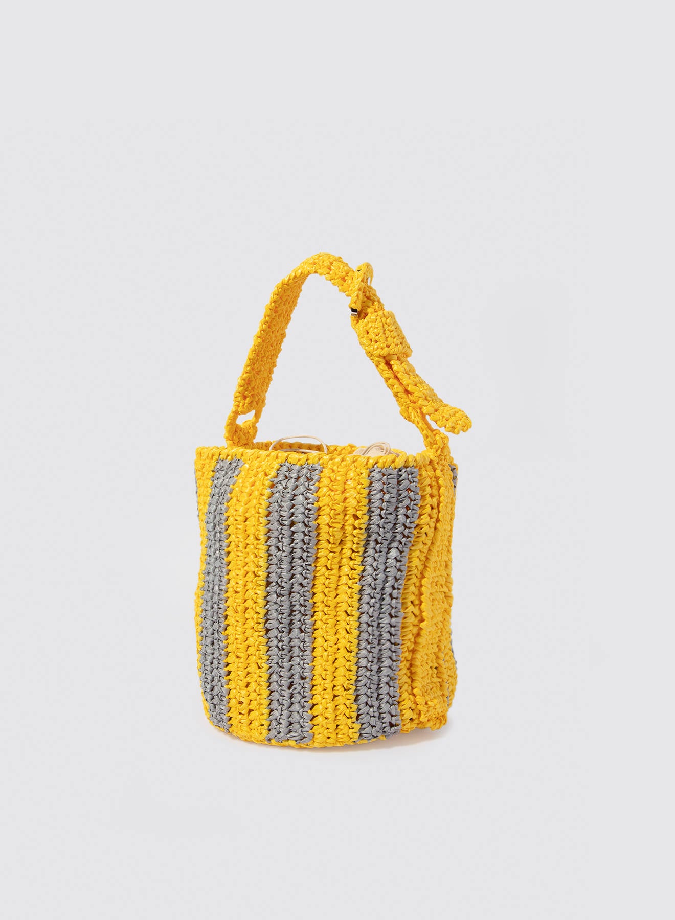 Maria la Rosa Cheyenne Mini Bucket Handtasche Gelb Raffia