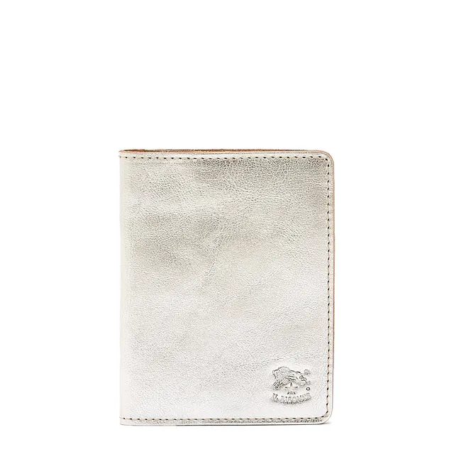 Il Bisonte Kartenetui Leder silber metallic Buchformat