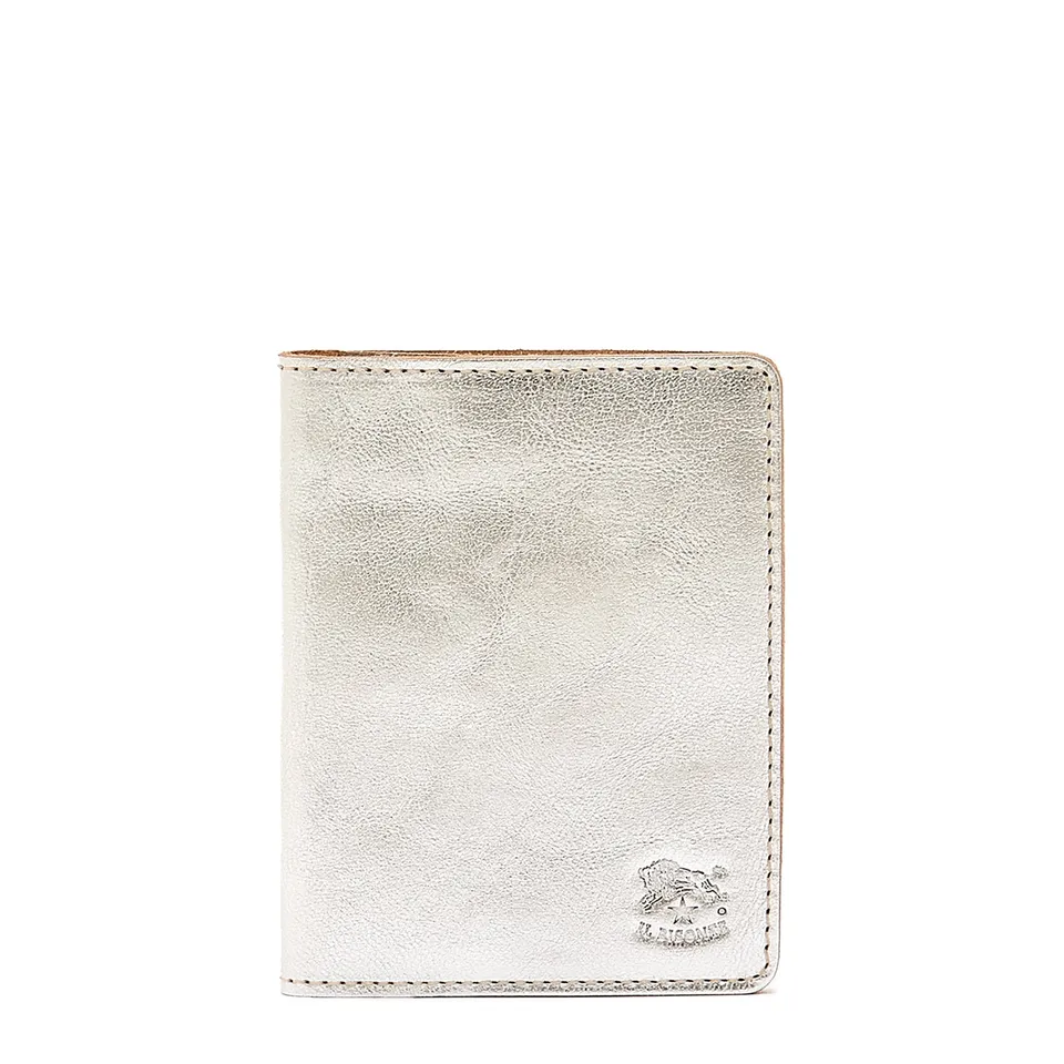 Il Bisonte Kartenetui Leder silber metallic Buchformat