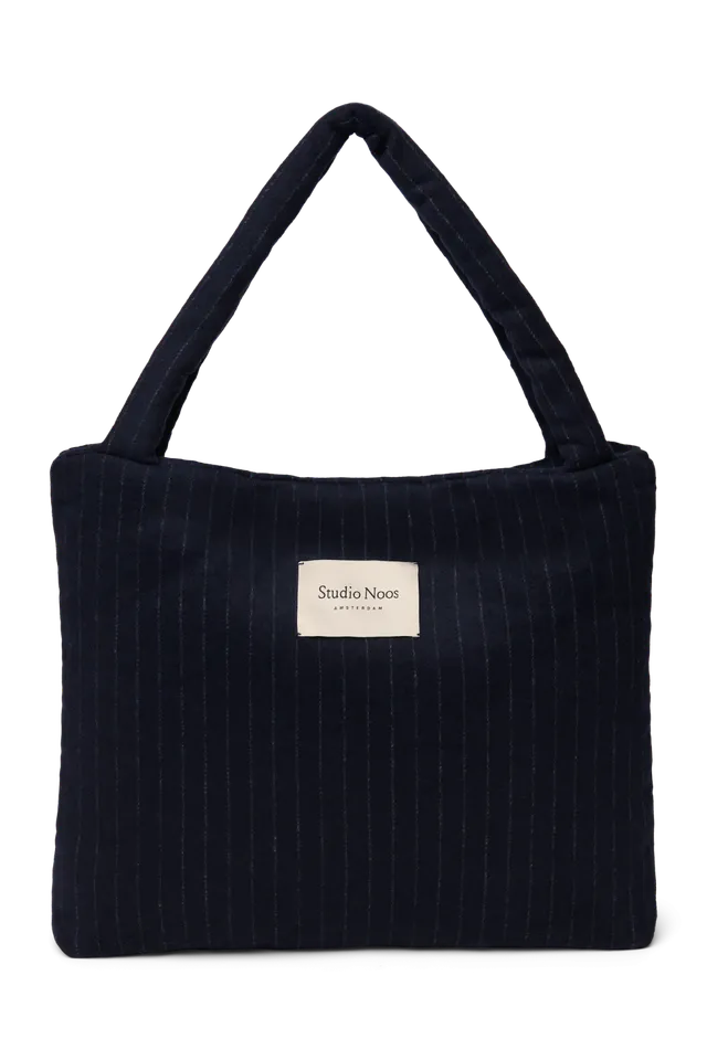 Studio Noos Flannel Chalkstripe Mom Bag Dunkelblau Shopper