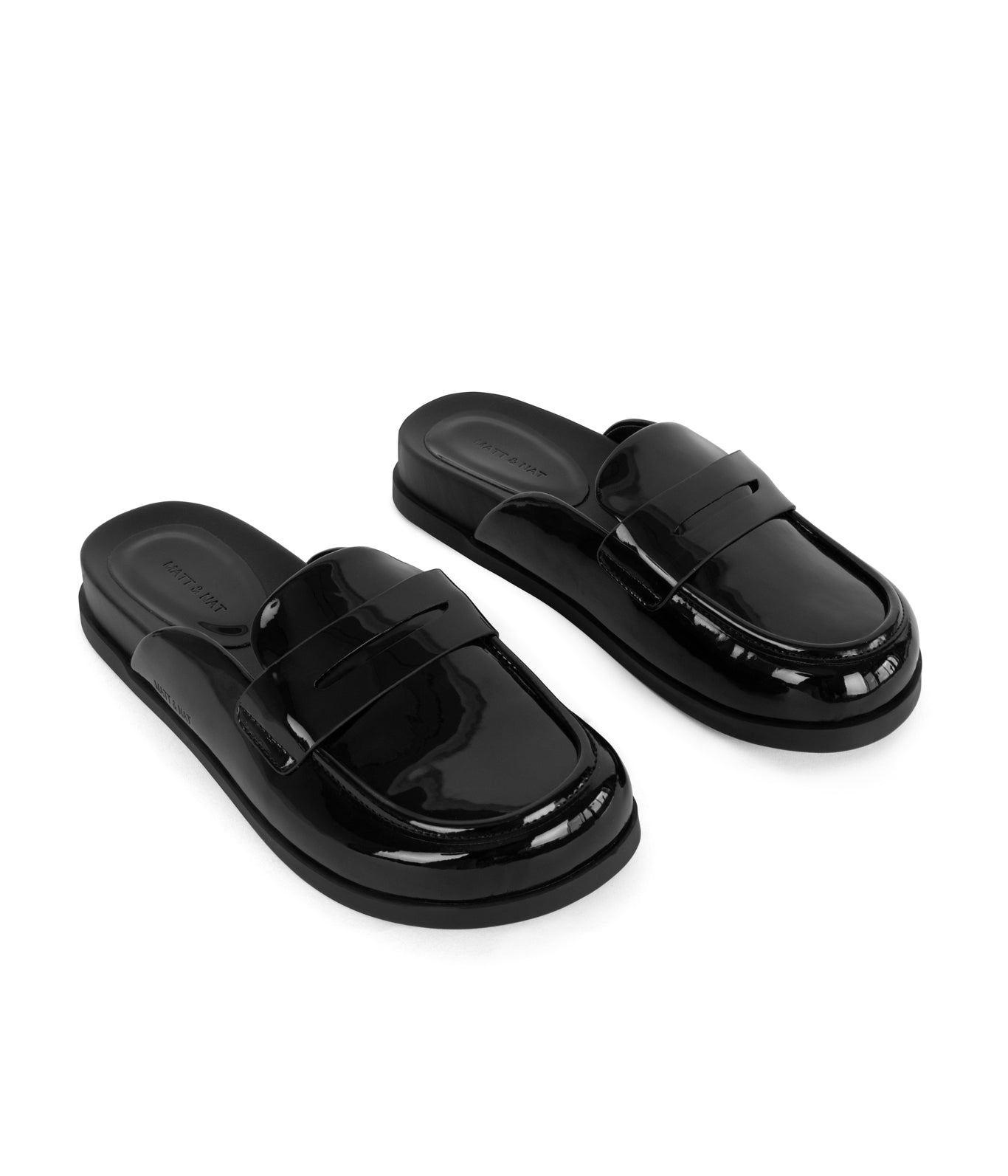Matt & Nat Weil Mules Schwarz Lack vegan
