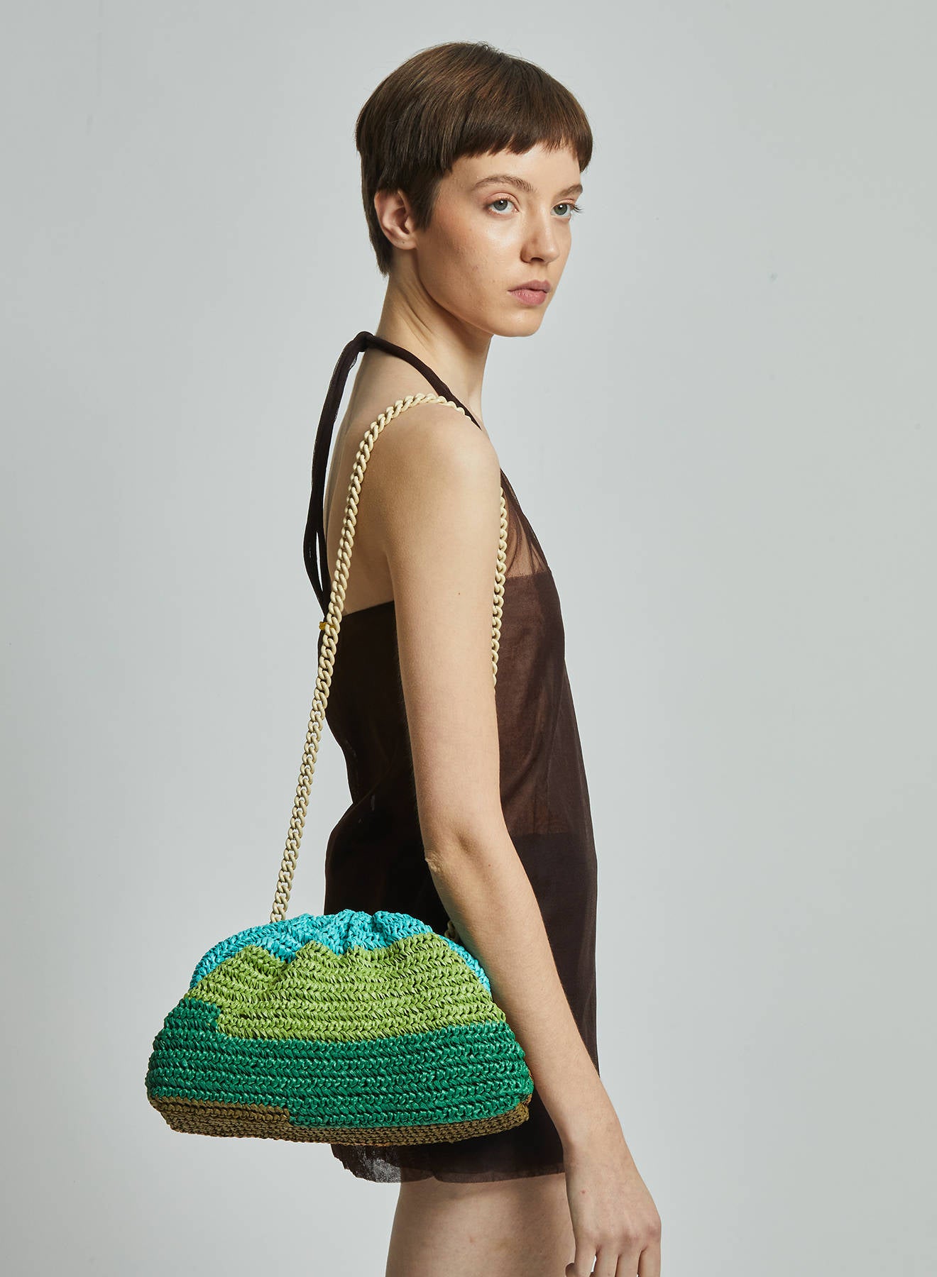 Maria la Rosa Layers Clutch Grün Crochet Kette