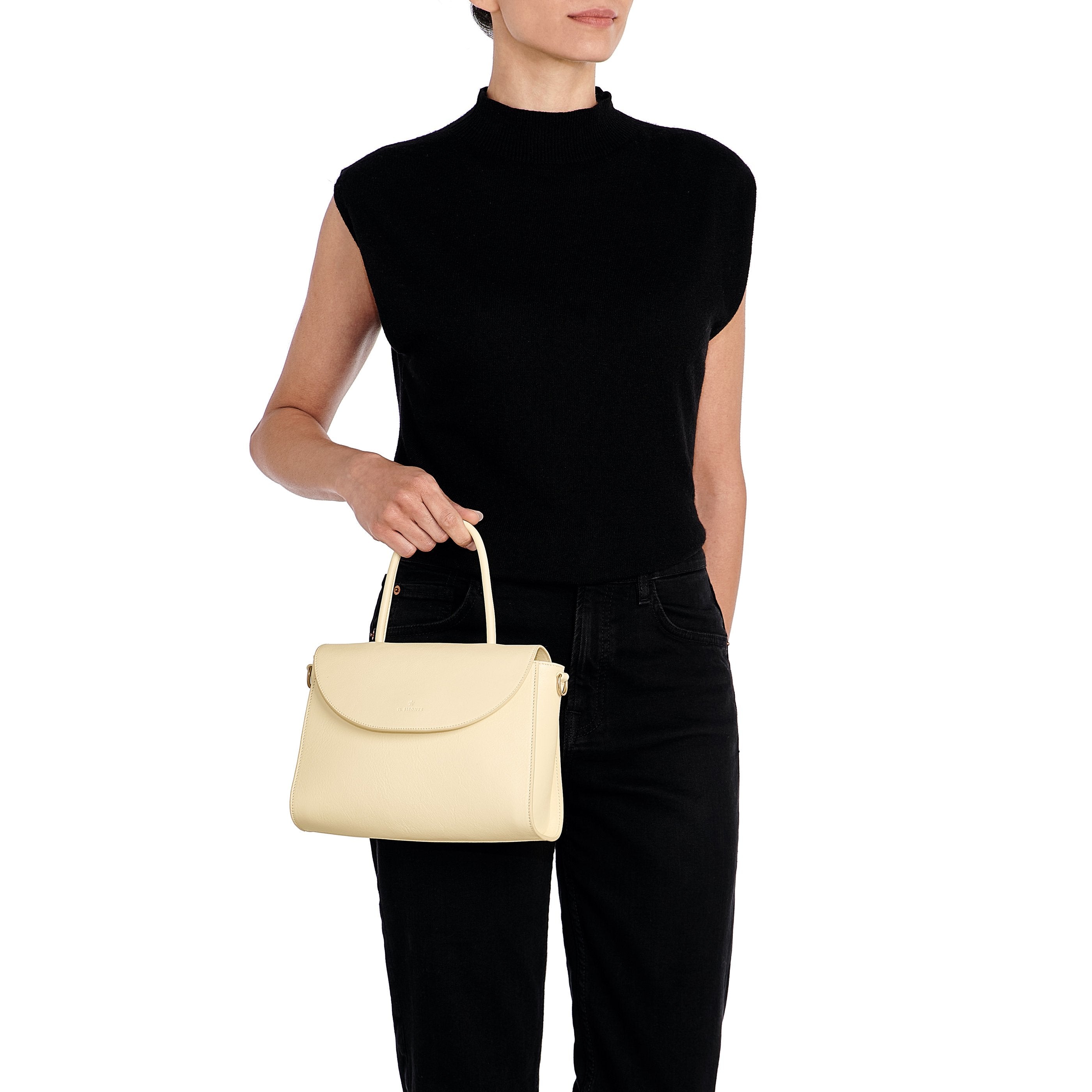 Il Bisonte 1978 Handtasche Rindsleder Milchweiß