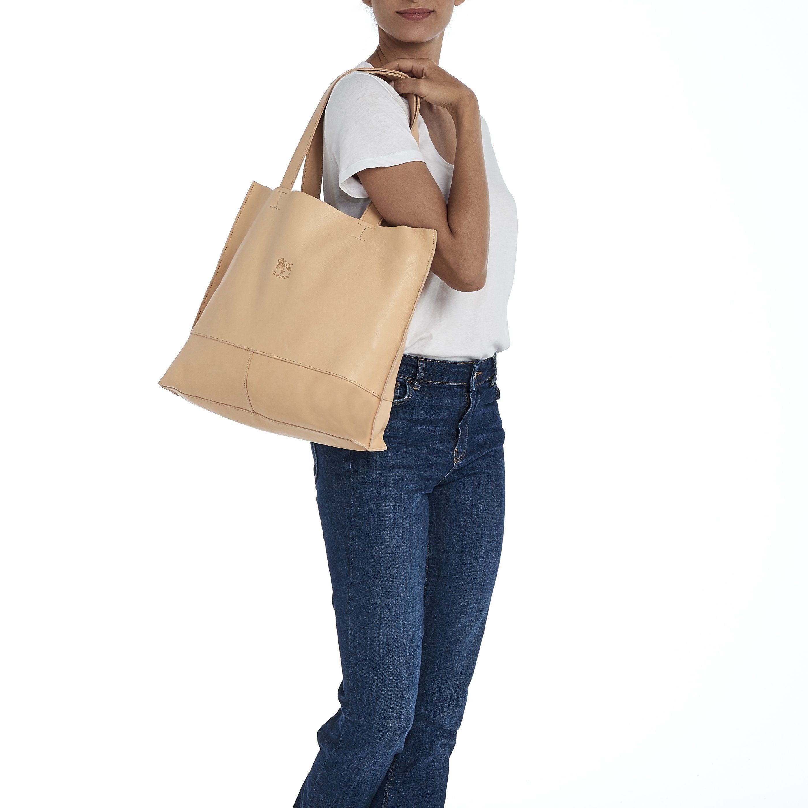 Il Bisonte Talamone Shopper Vollleder Natur Damen mit Beutel