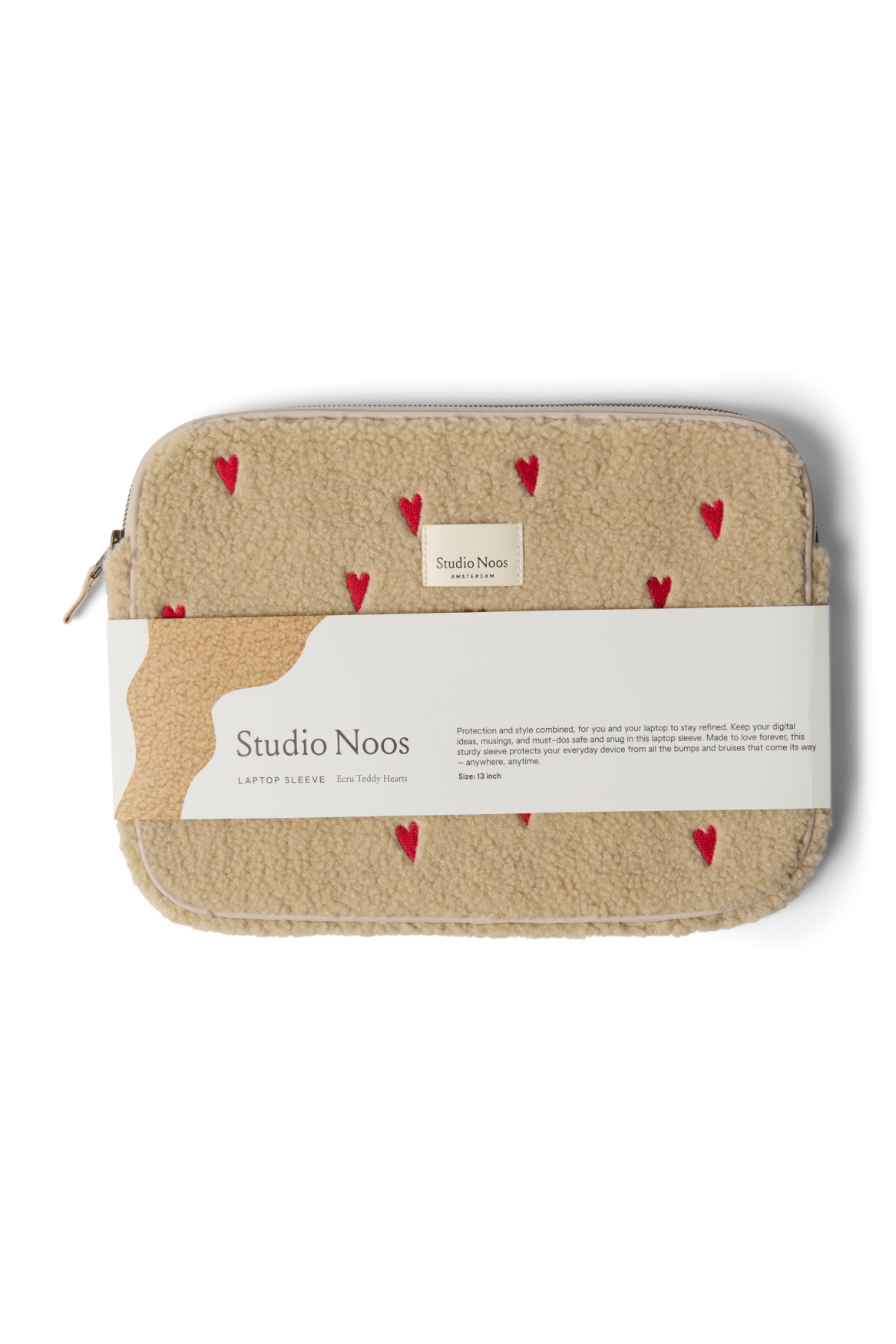 Studio Noos Teddy Laptop Sleeve 13 Zoll Hülle Ecru Hearts