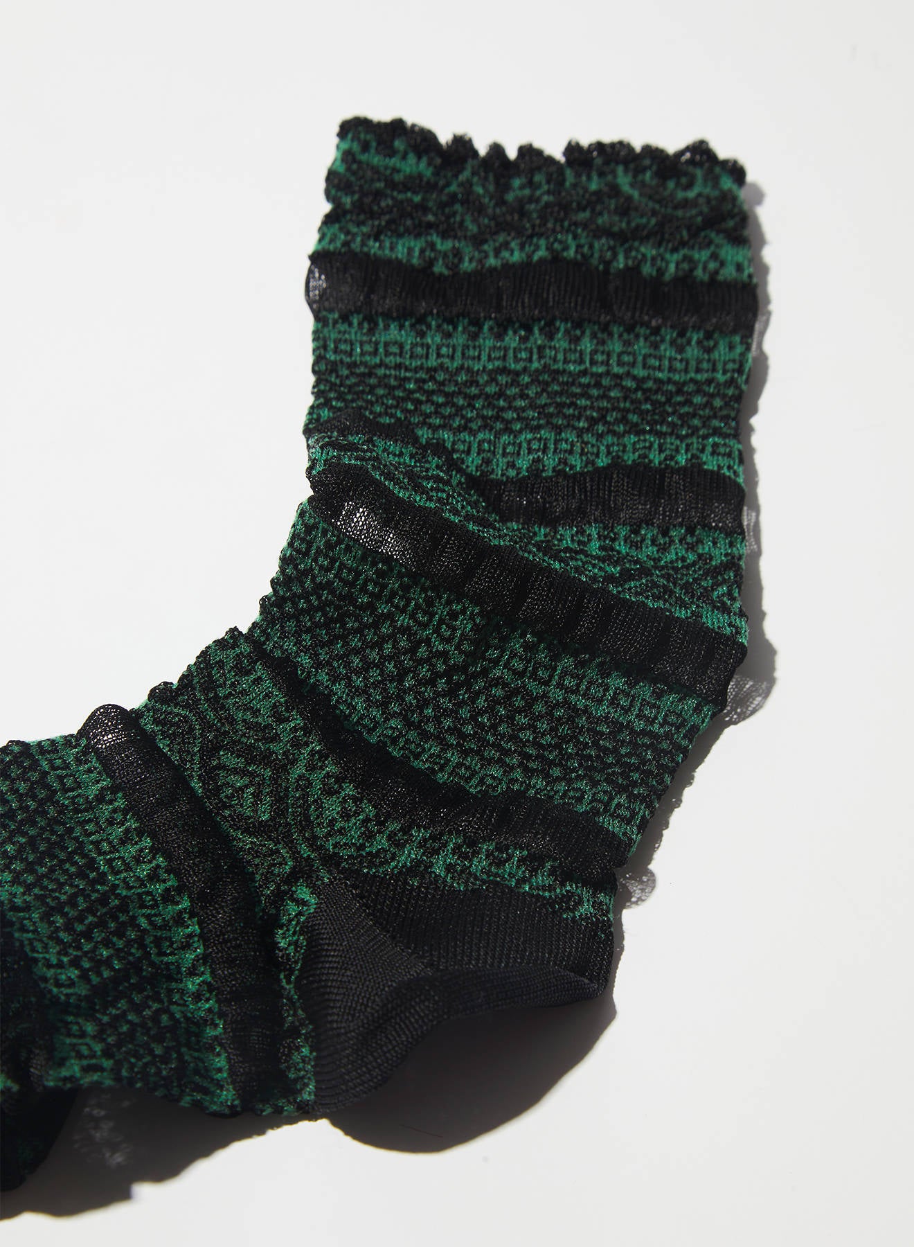 Maria la Rosa Lacy WSS26.05 Socken smaragd Jacquard