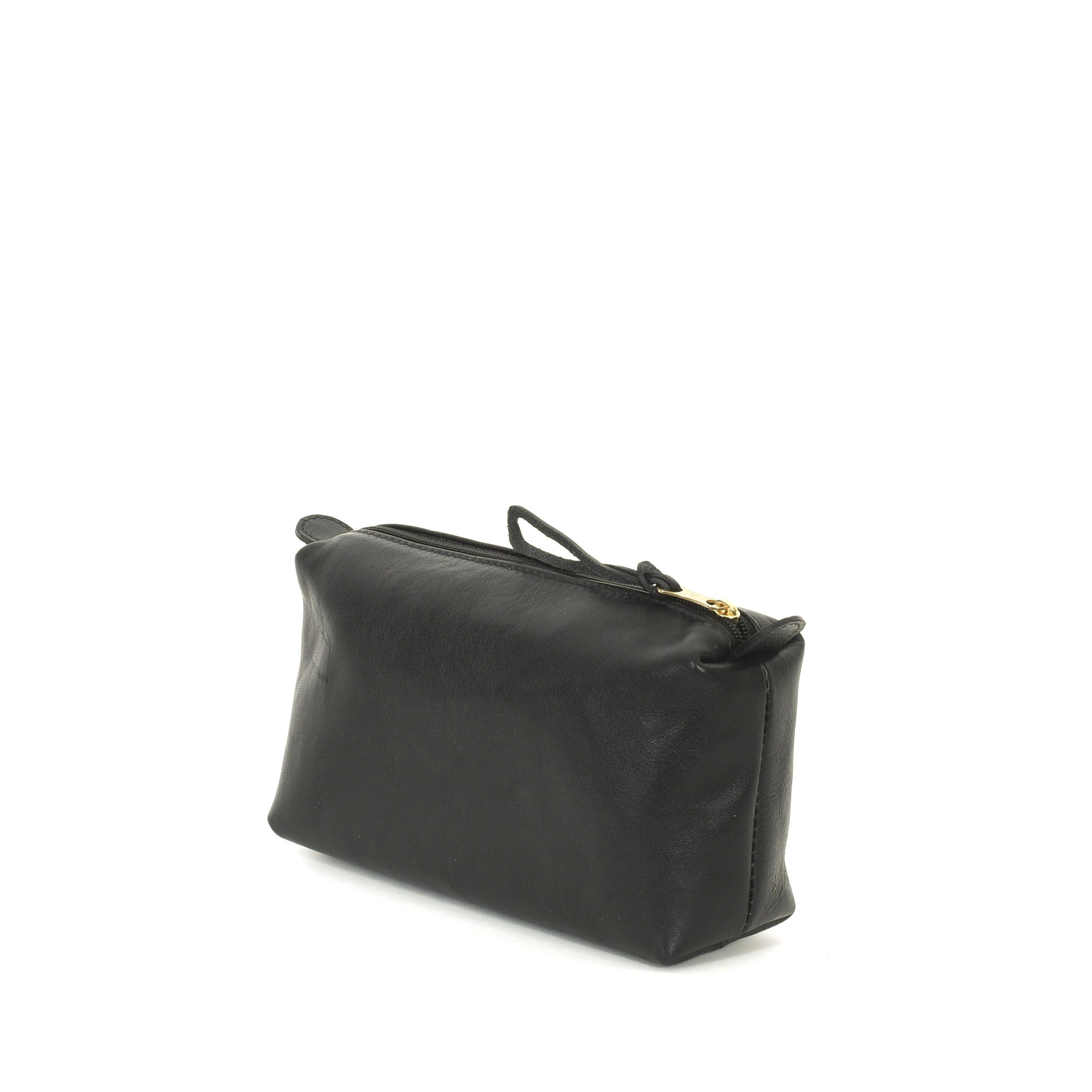 Il Bisonte Beauty Case Leder schwarz Kosmetiktasche