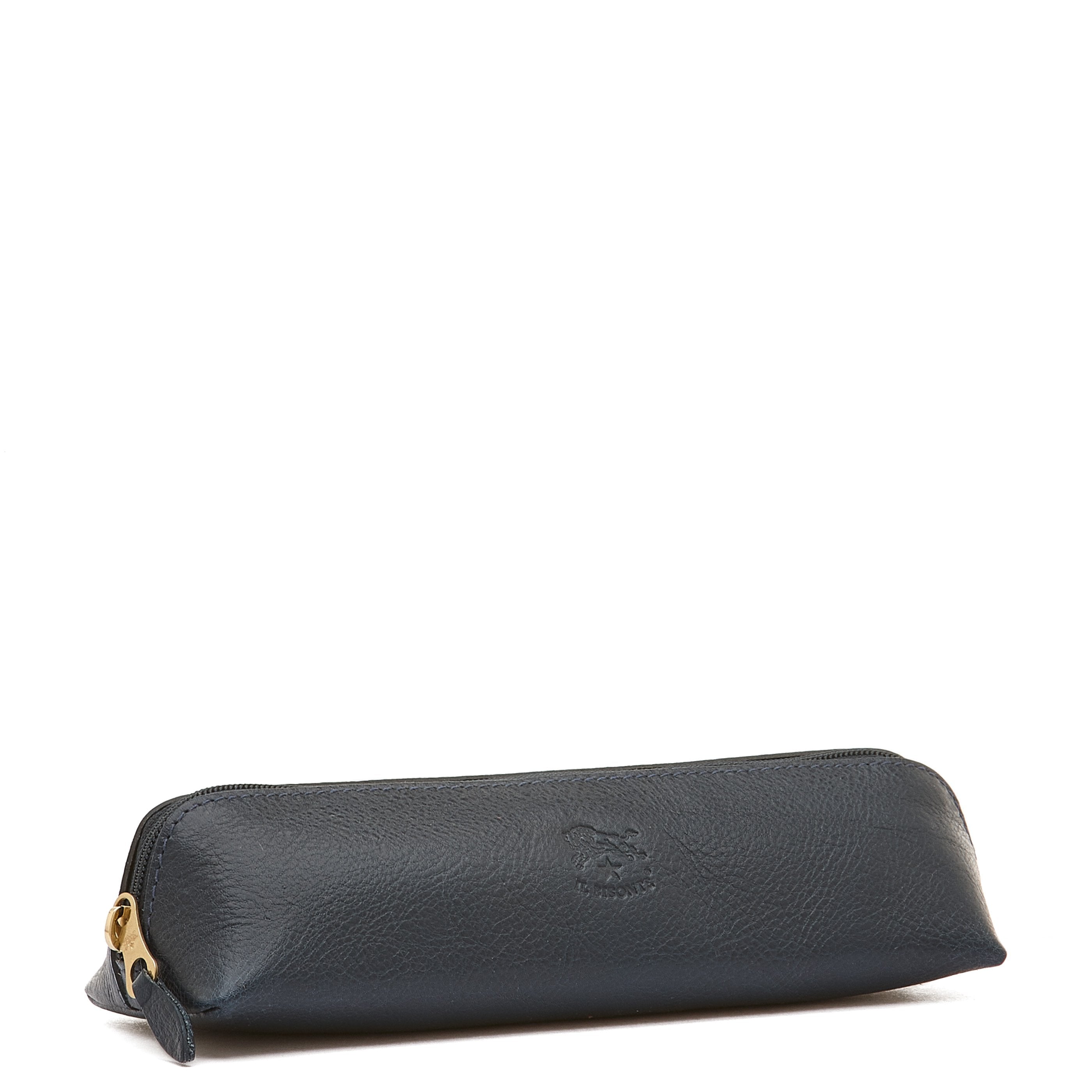 Il Bisonte Stifte-Etui Federmäppchen blau Rindsleder