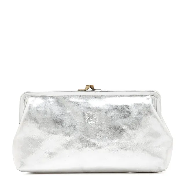 Il Bisonte Manuela Pochette Silber Rindsleder