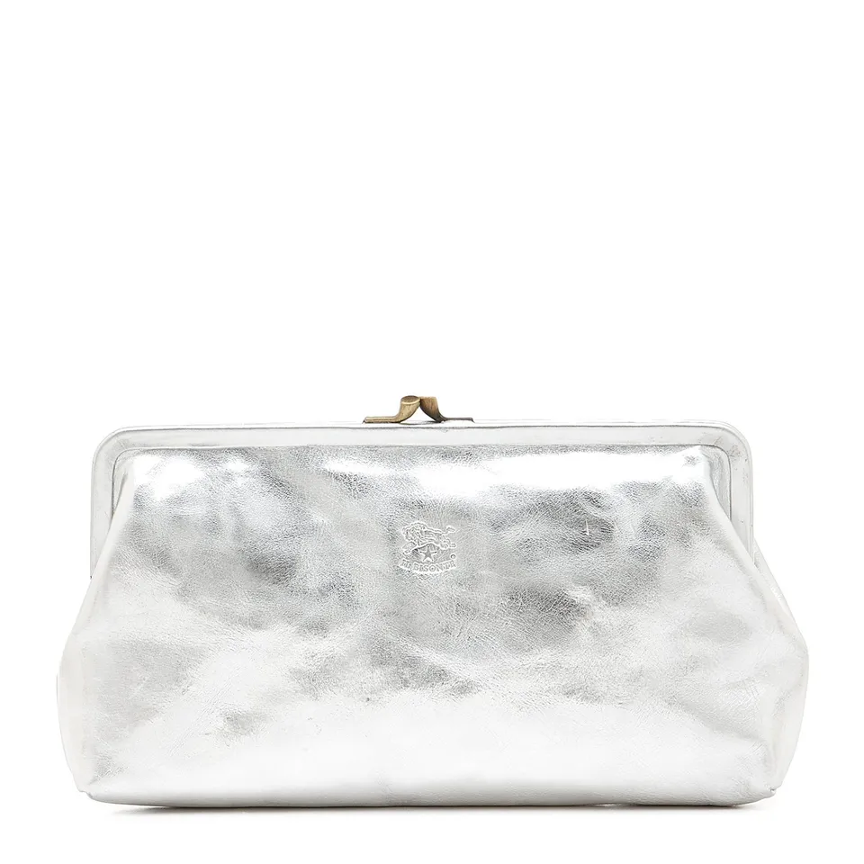Il Bisonte Manuela Pochette Silber Rindsleder