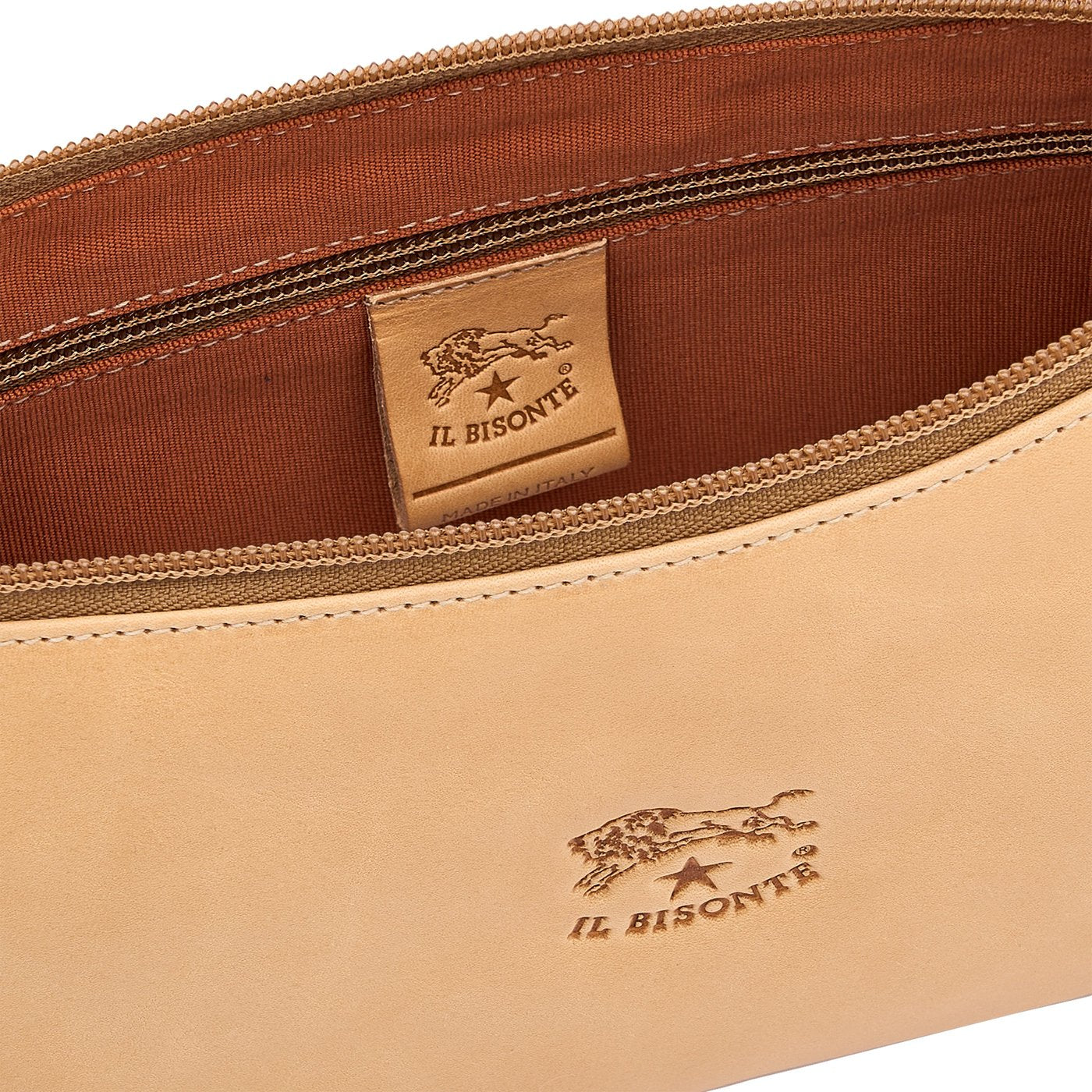 Il Bisonte Schultertasche Damen Vollleder natur kompakt