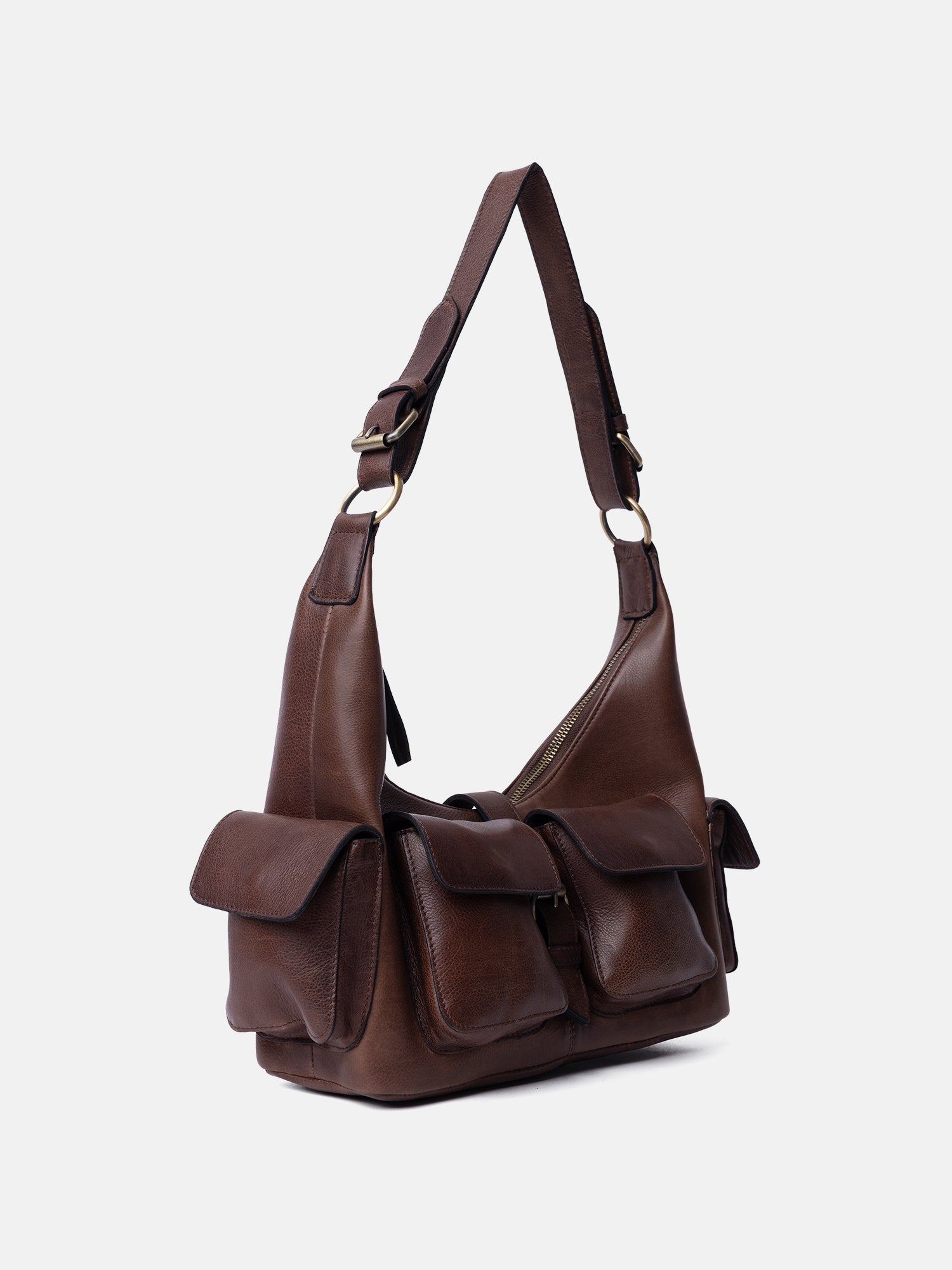 RE:DESIGNED Solvej Medium Umhängetasche Woodsmoke Leder