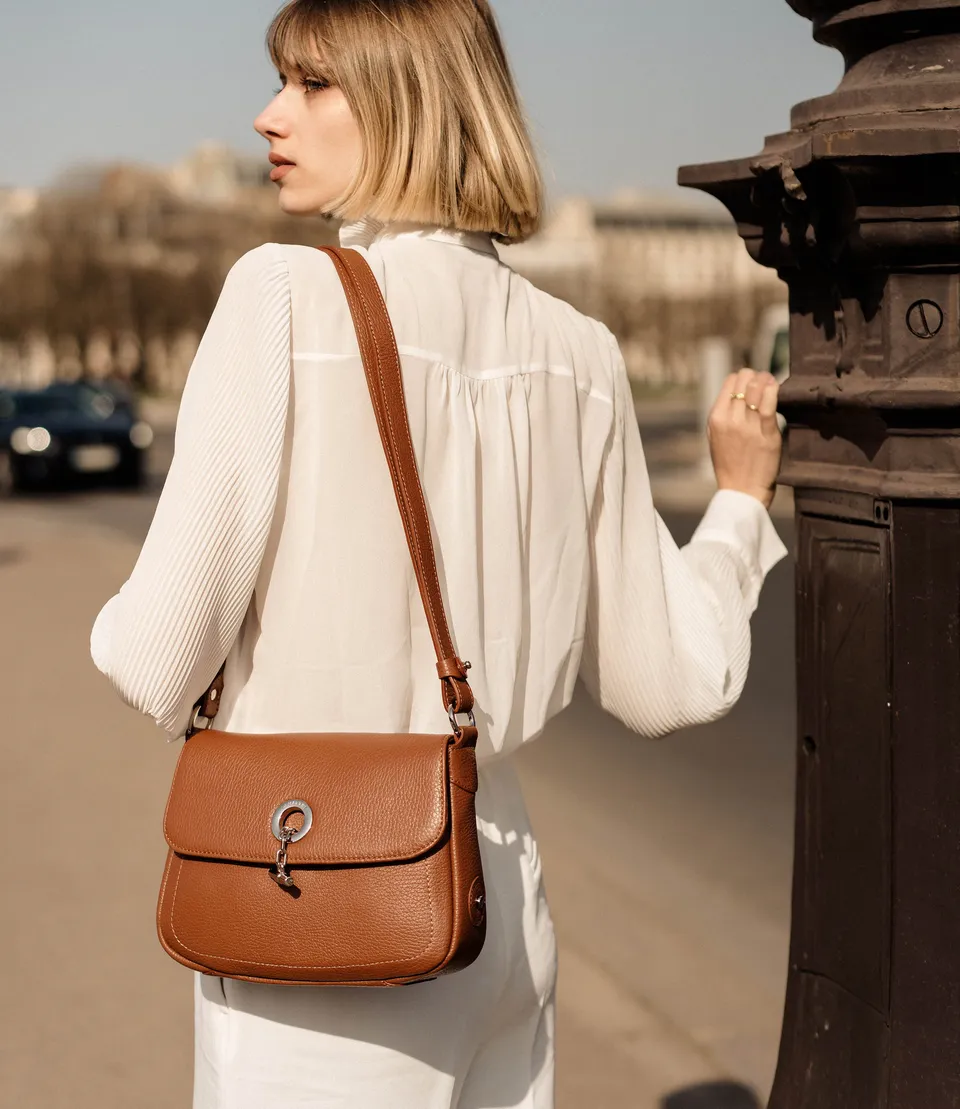 Lamarthe Paris Umhängetasche Cognac Vollleder