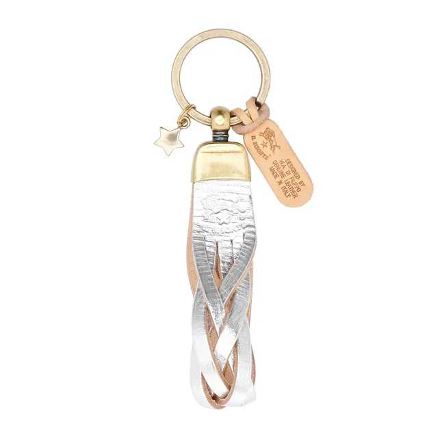 Il Bisonte Saturnia Schlüsselanhänger Silber Metallic Leder
