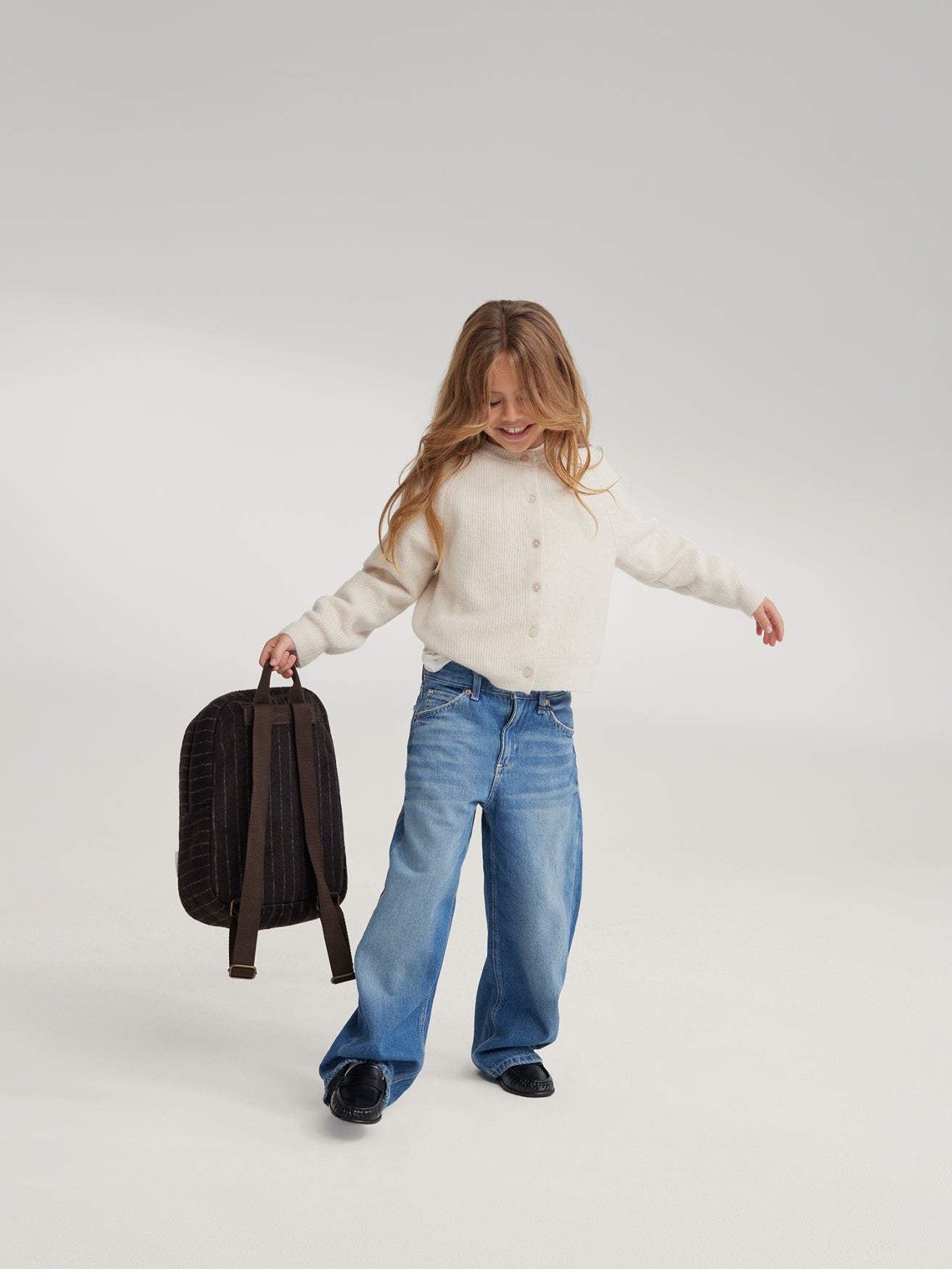 Studio Noos Flannel Midi Rucksack Braun Chalkstripe Kinder